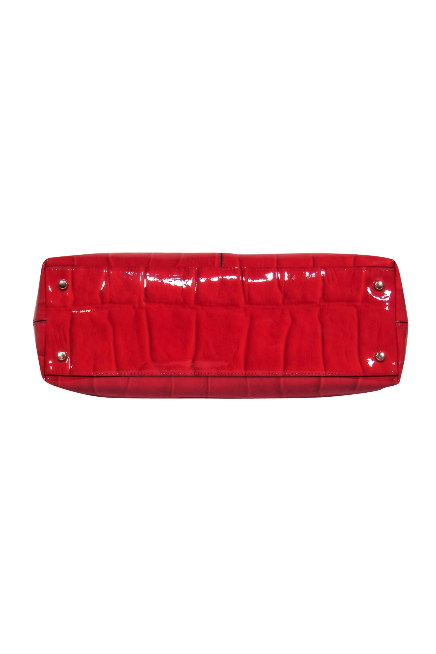 Kate Spade's Stunning Red Patent Leather Crocodile Embossed Tote with a Bow