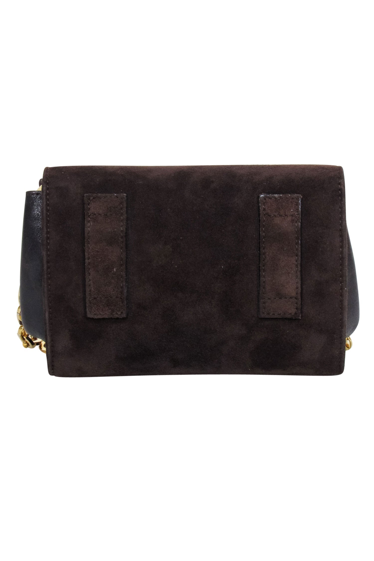 Ferragamo Brown Suede Mini Bag with Stunning Gold Chain Strap
