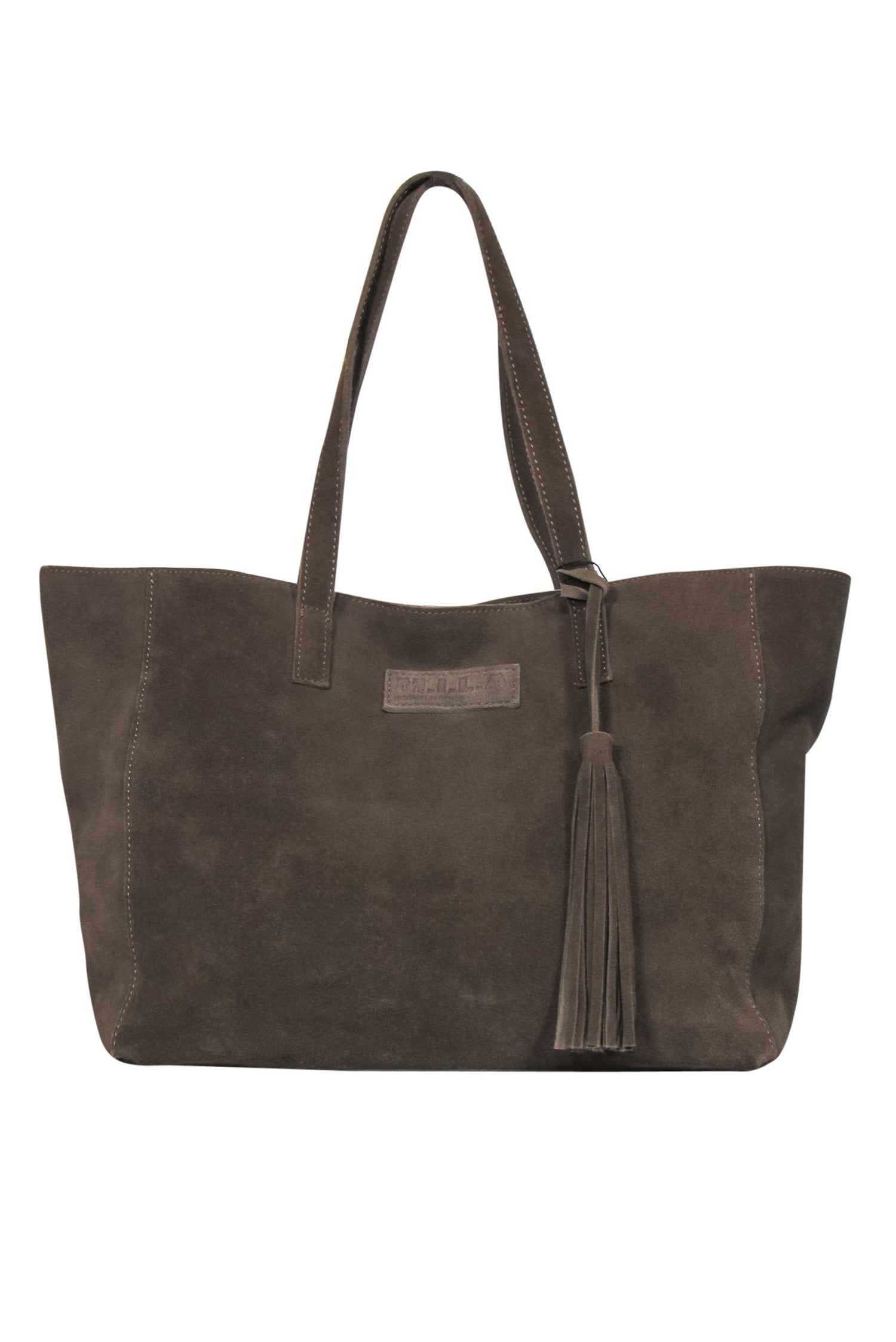M.I.L.A. Olive Suede Tote with Tassel - Made in Los Angeles
