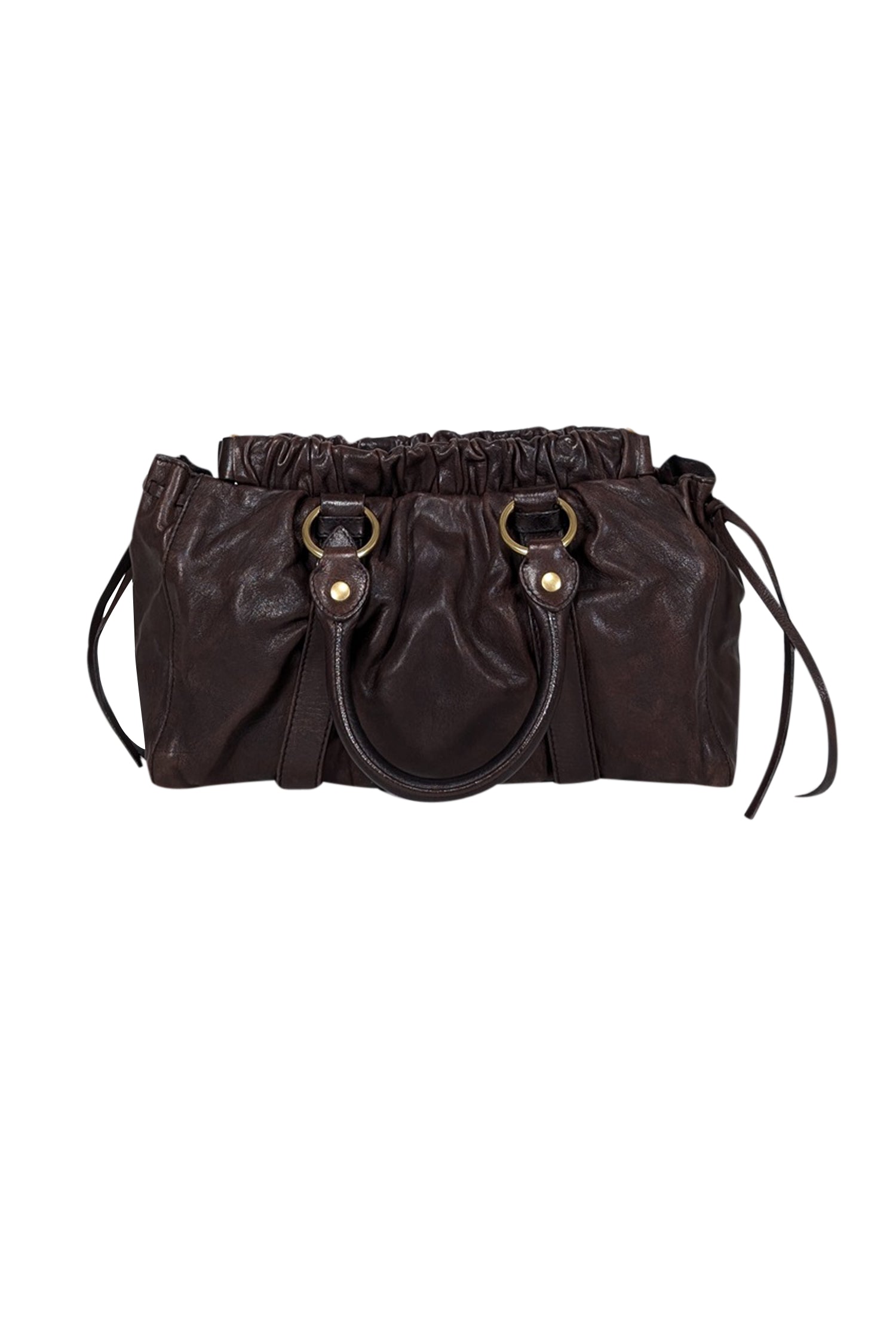 Miu Miu - Exquisite Brown Leather Gathered Handbag