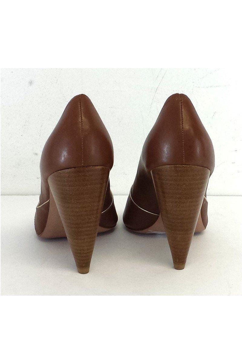 Pour La Victoire's Stunning Brown Leather Peep Toe Heels - Size 10