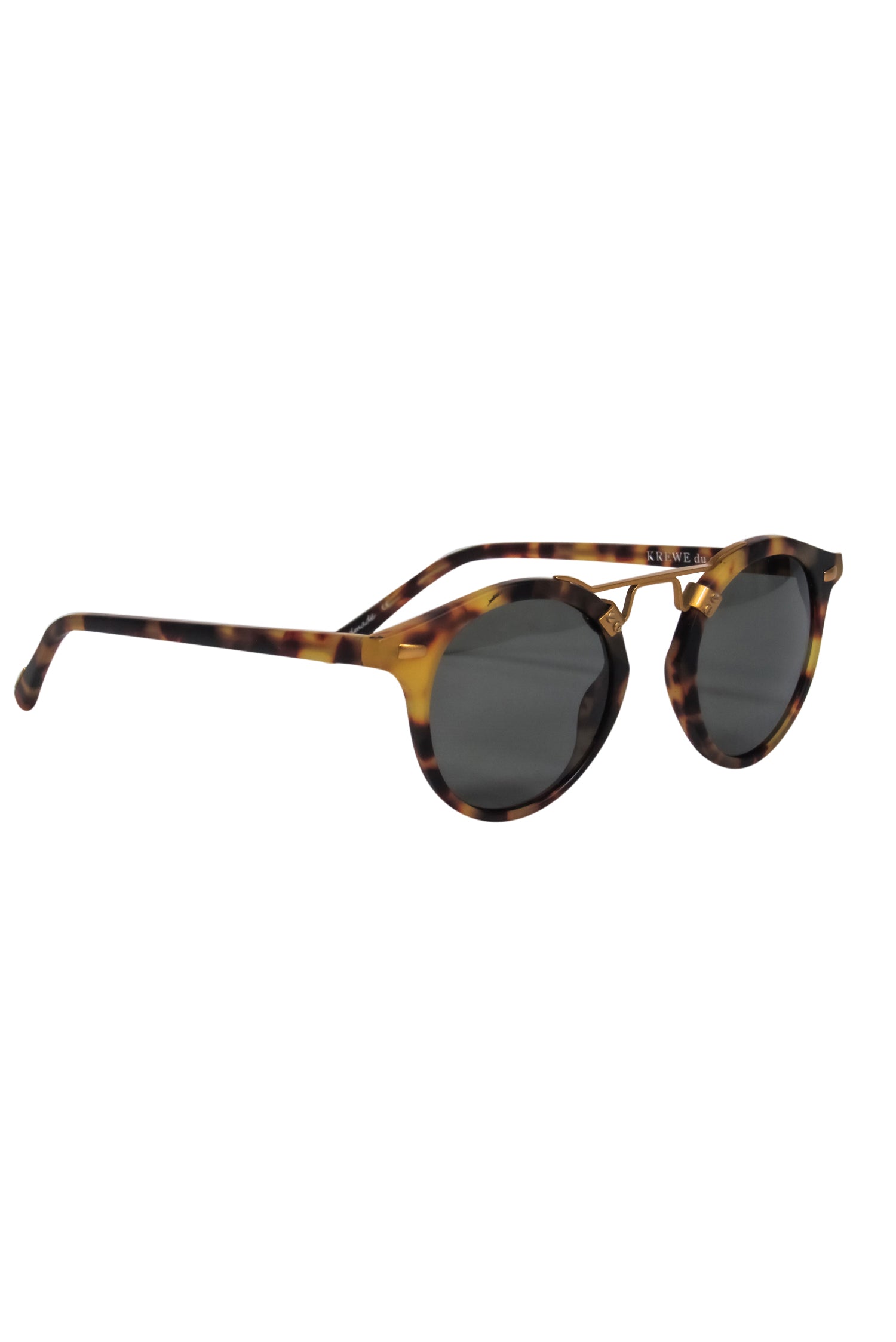 Krewe's Stunning Brown Tortoise Shell Round Sunglasses with Gold Brow Bar