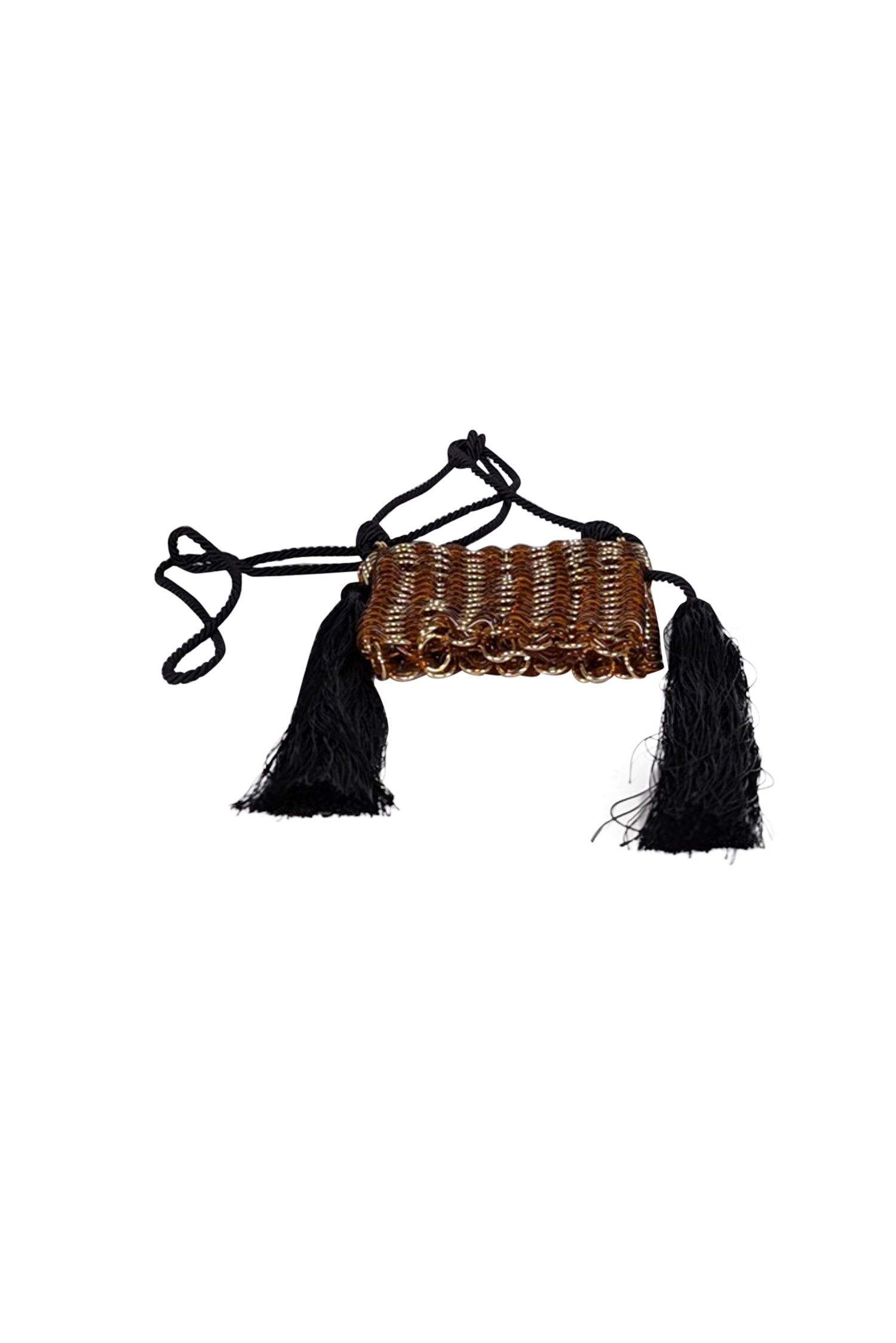 Carolina Santo Domingo - Stunning Brown Resin Luisella Crossbody Bag with Tassels