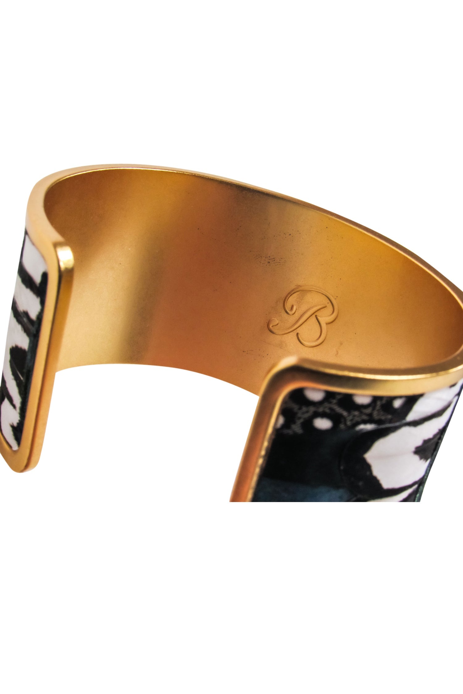 Exquisite Brackish Gold-Plated Feather Cuff Bracelet in Green, Navy & Gold