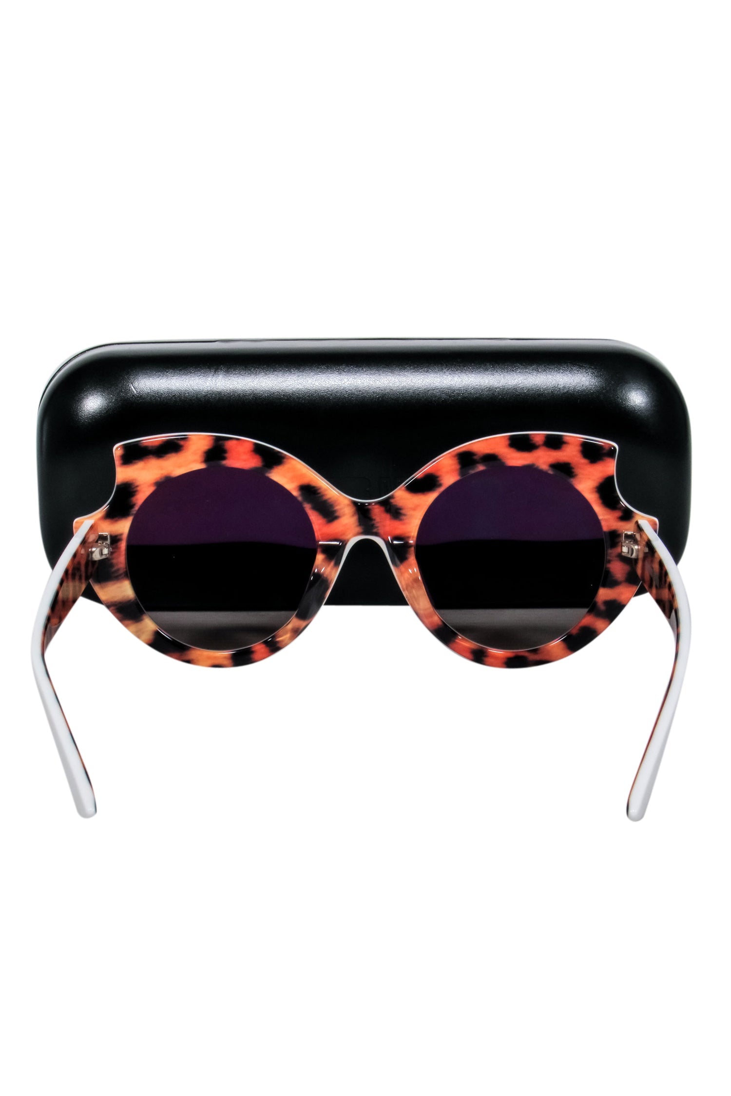 Alexander McQueen Retro Chic White Round Sunglasses with Tortoise Legs