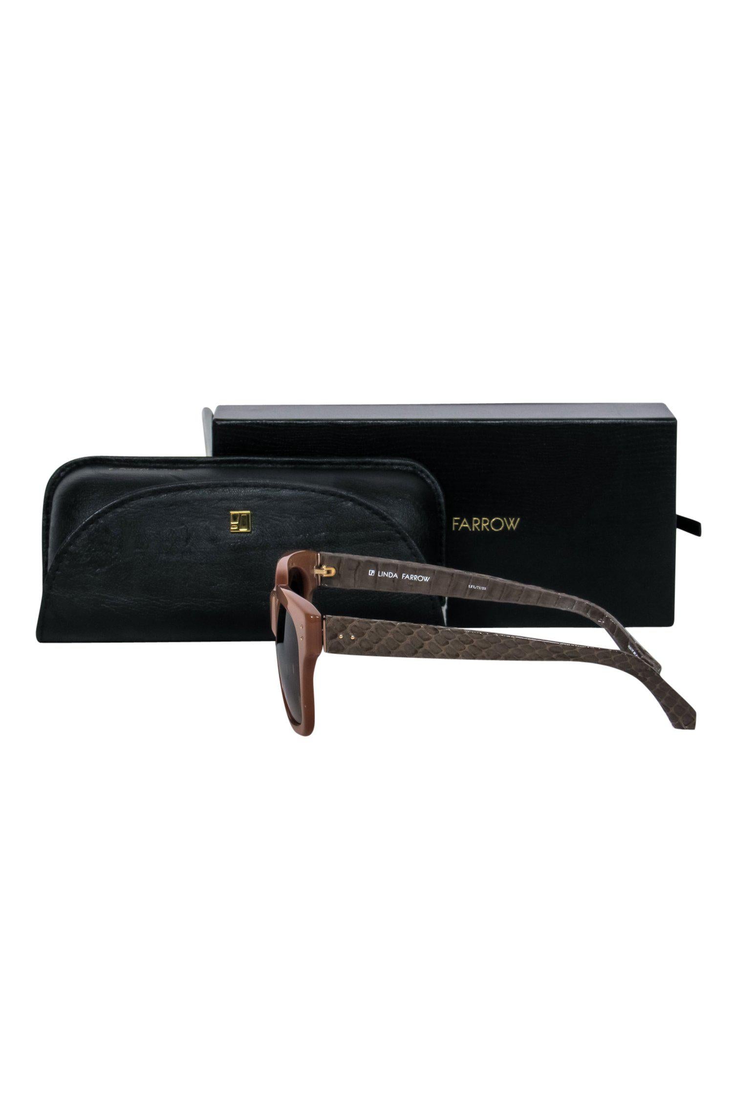 Linda Farrow Light Brown Oversized Snakeskin Sunglasses - Timeless Style!