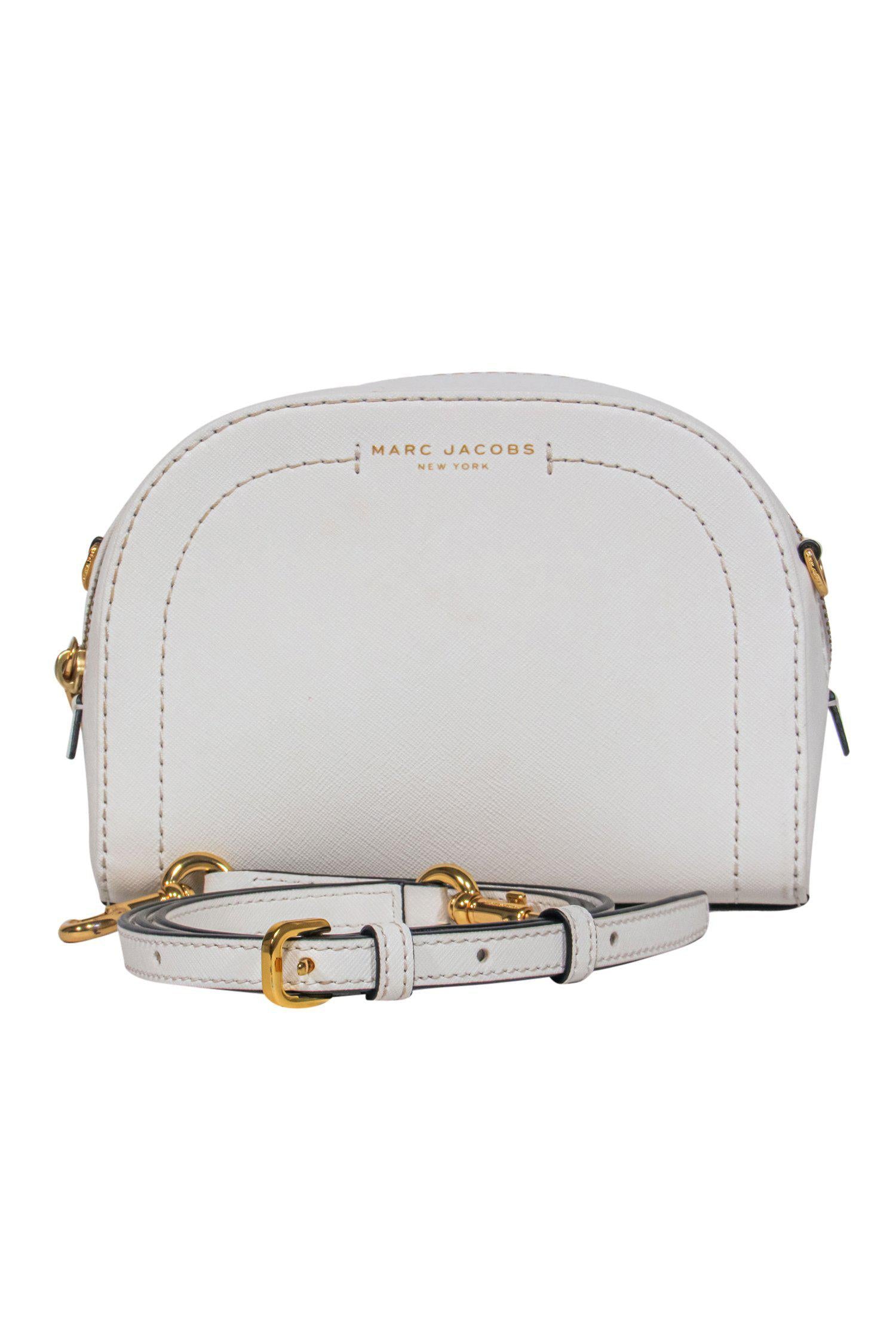 Marc Jacobs' Exquisite Cream Textured Leather Domed Crossbody Bag