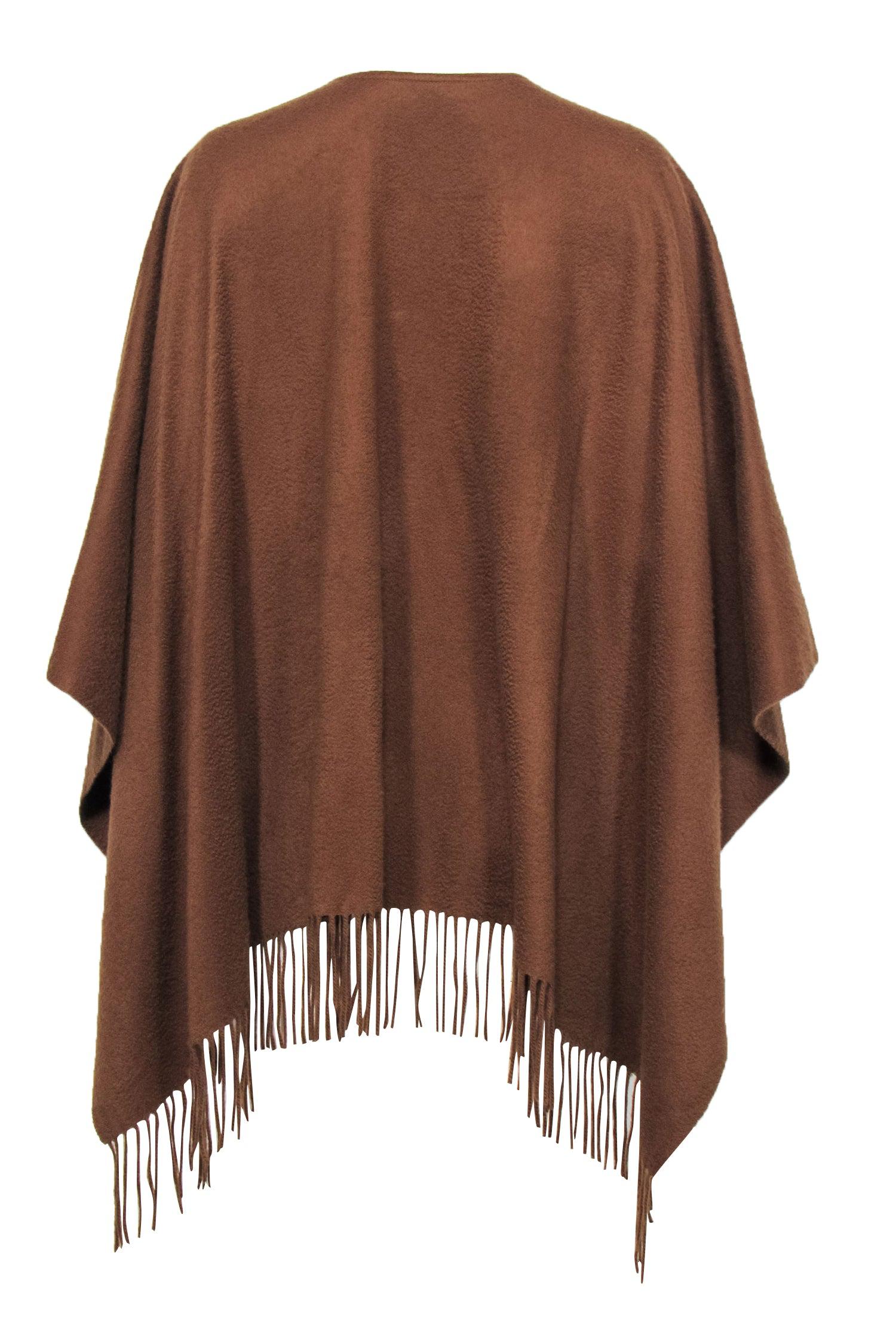 Brooks Brothers - Stylish Brown Cashmere Fringed Shawl (One Size)