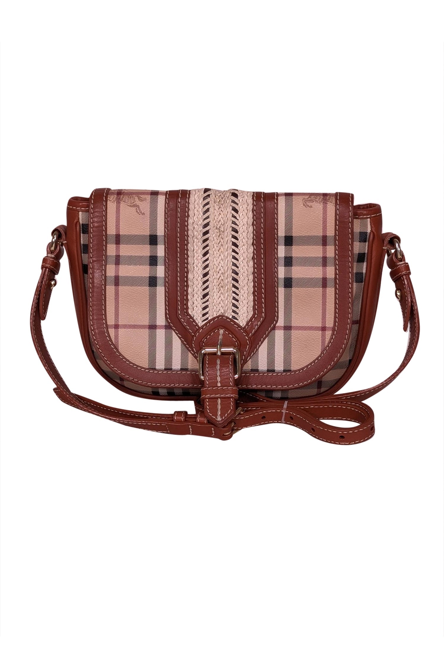 Burberry - Gorgeous Tan Leather and Signature Plaid Crossbody Bag