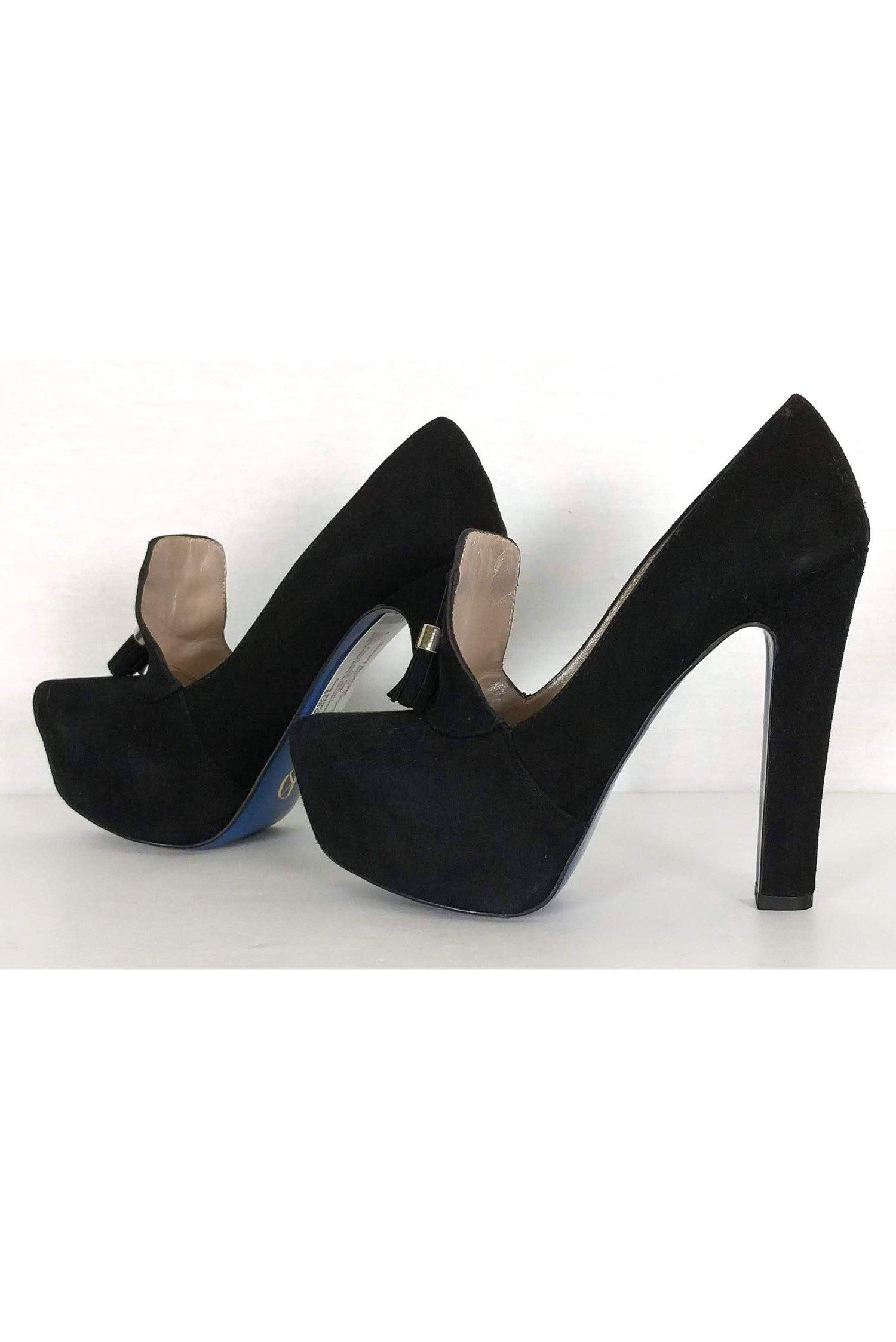 Dee Keller's Stunning Black Suede Platforms - Size 7.5