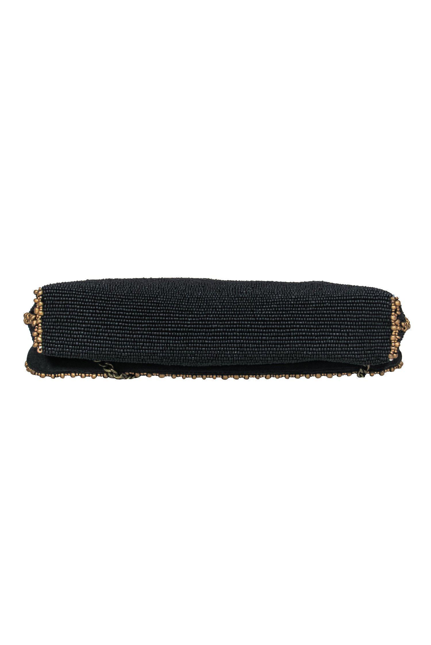 Mary Frances - Enchanting Black Beaded Wolf Print Crossbody Bag