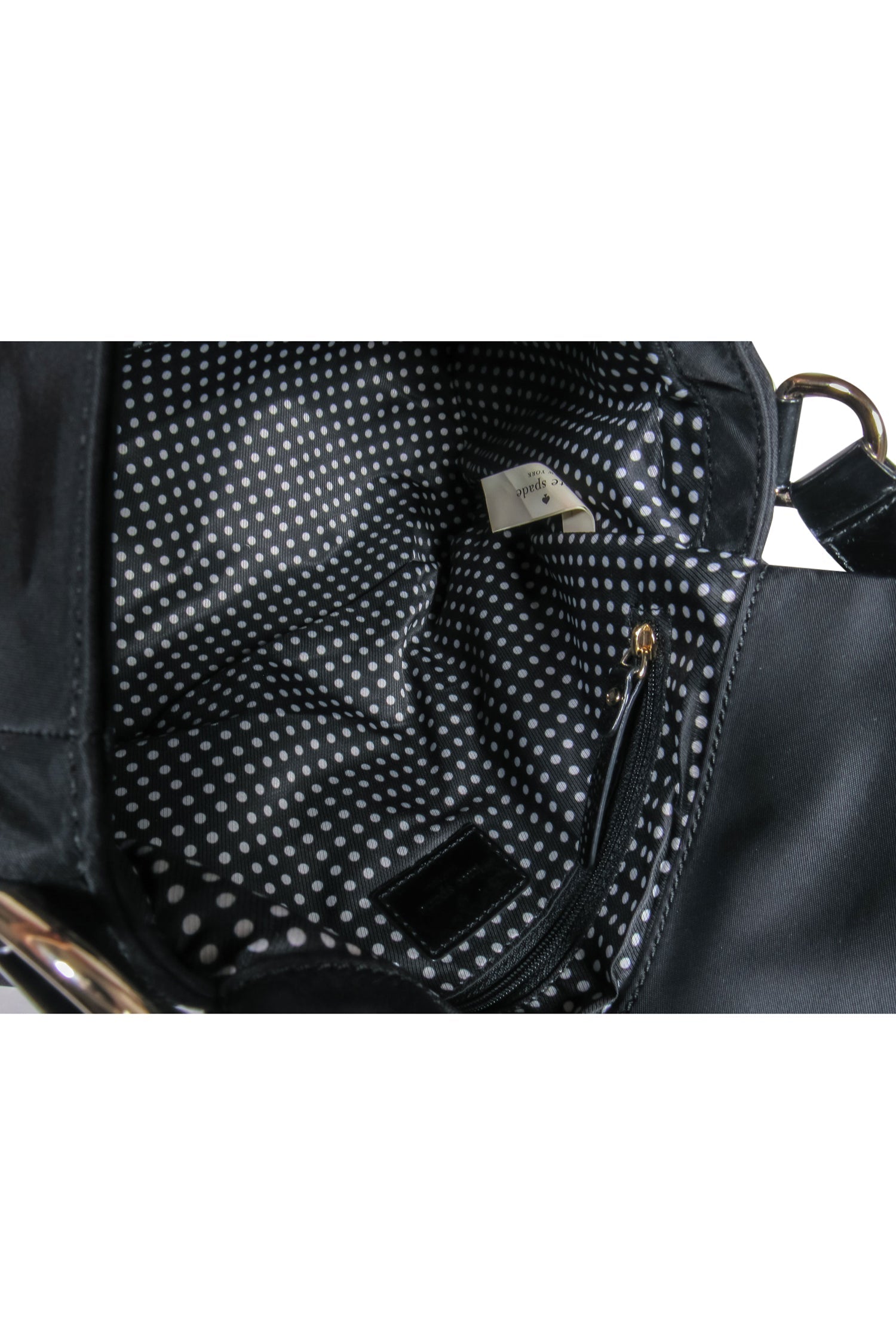 Kate Spade's Stylish Black Nylon & Patent Leather Flap Shoulder Bag