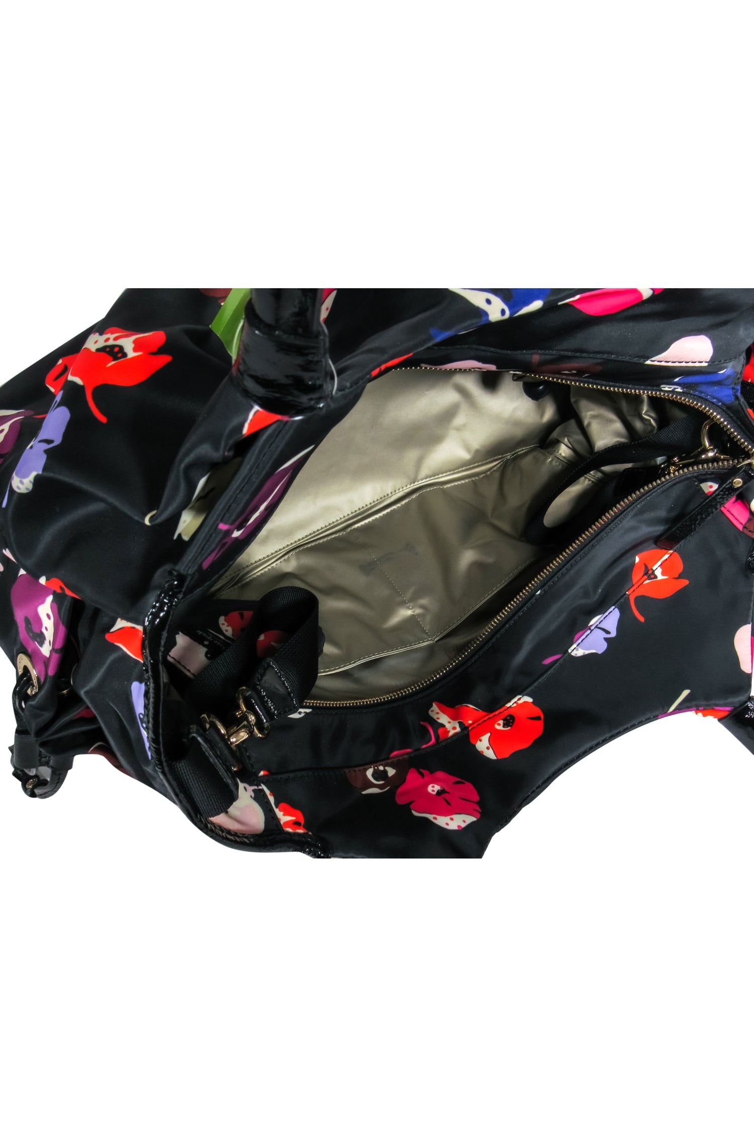 Kate Spade - Chic Black Floral Nylon Stevie Baby Tote Bag
