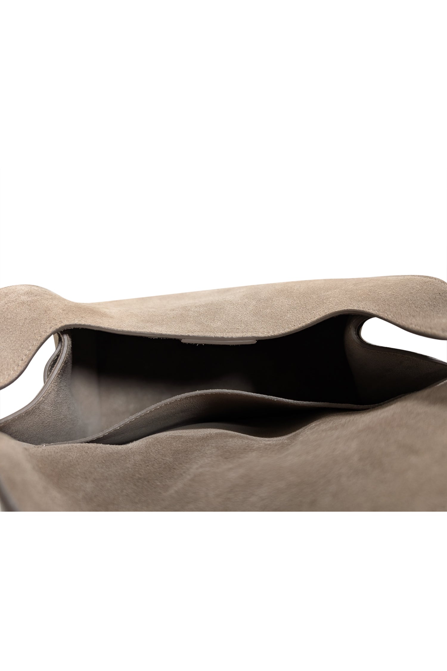 Cuyana's Stunning Taupe Suede Double Loop Crossbody Bag