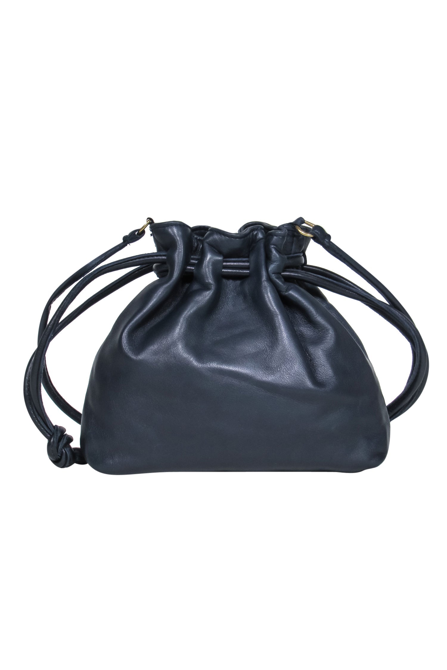 Clare V. Navy Leather Drawstring Bucket Crossbody - A Fashion Sensation