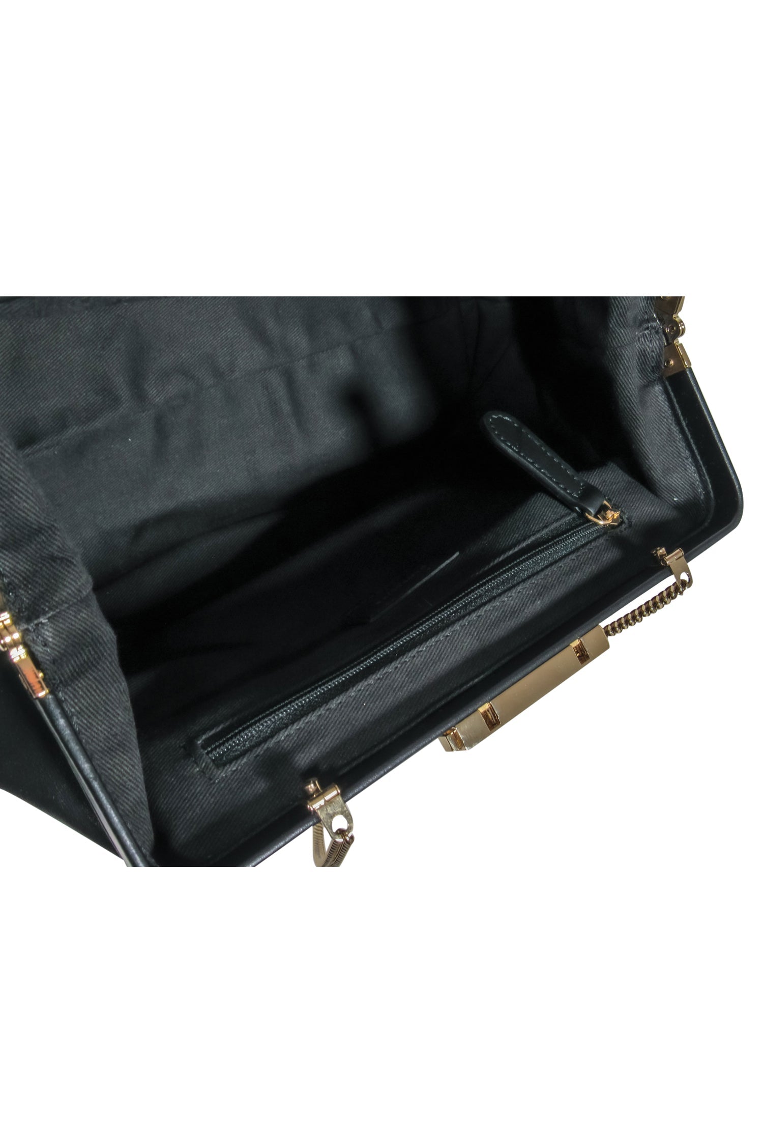 DeMellier Black Smooth Leather Pouch Bag with Chain Strap - Party Essential