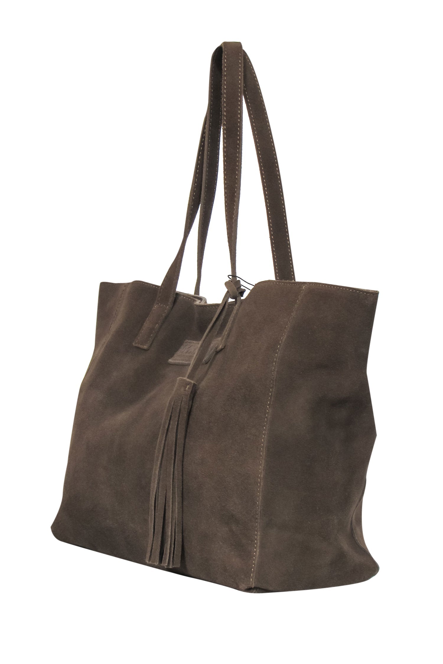 M.I.L.A. Olive Suede Tote with Tassel - Made in Los Angeles