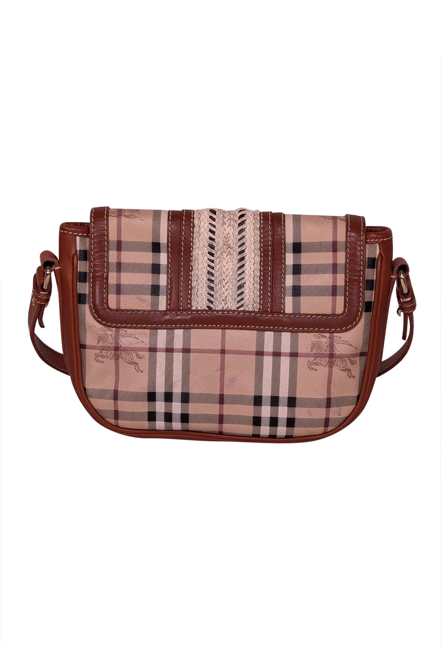 Burberry - Gorgeous Tan Leather and Signature Plaid Crossbody Bag