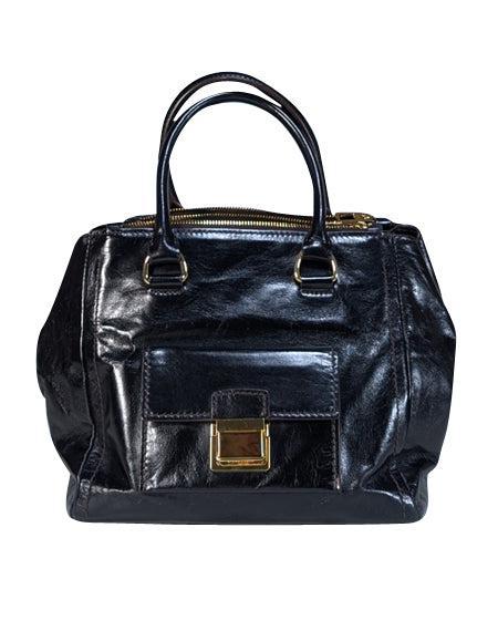 Bimba y Lola - Stunning Dark Brown Leather Satchel with Detachable Strap