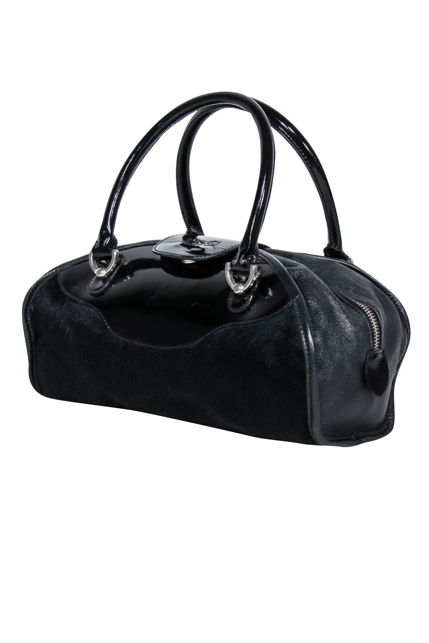 Dolce & Gabbana Black Calf Hair Textured Handbag - A Y2K Fashion Statement
