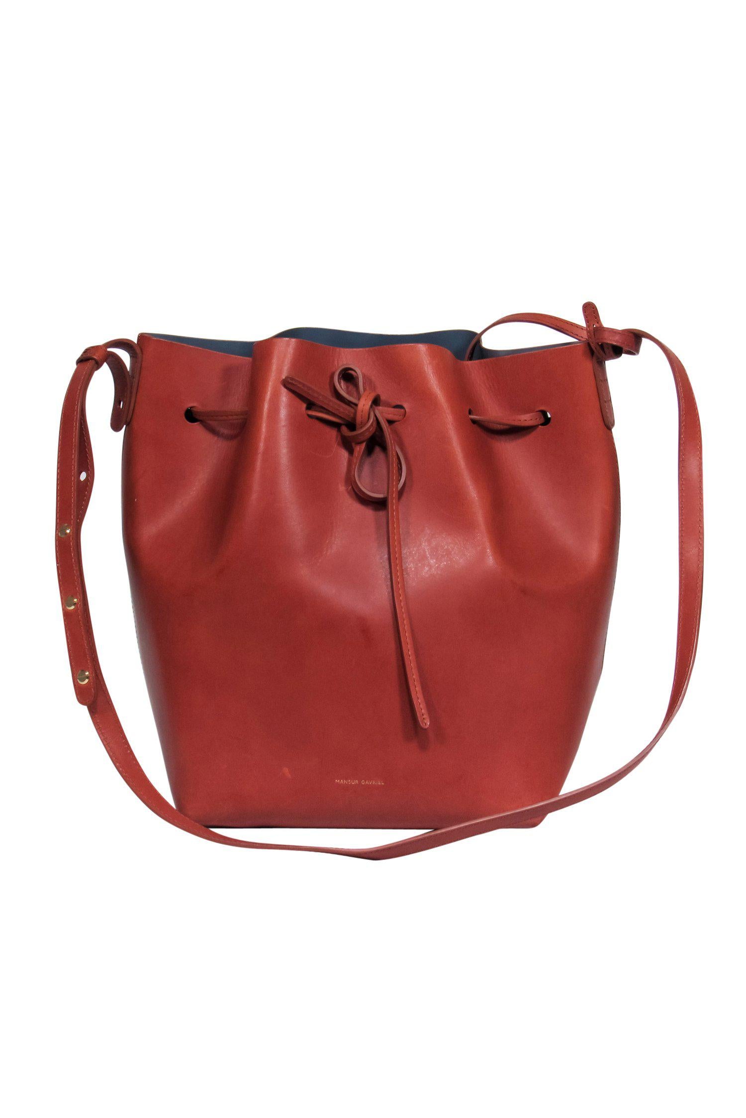 Mansur Gavriel's Gorgeous Brown Leather Bucket Bag with Free Wristlet