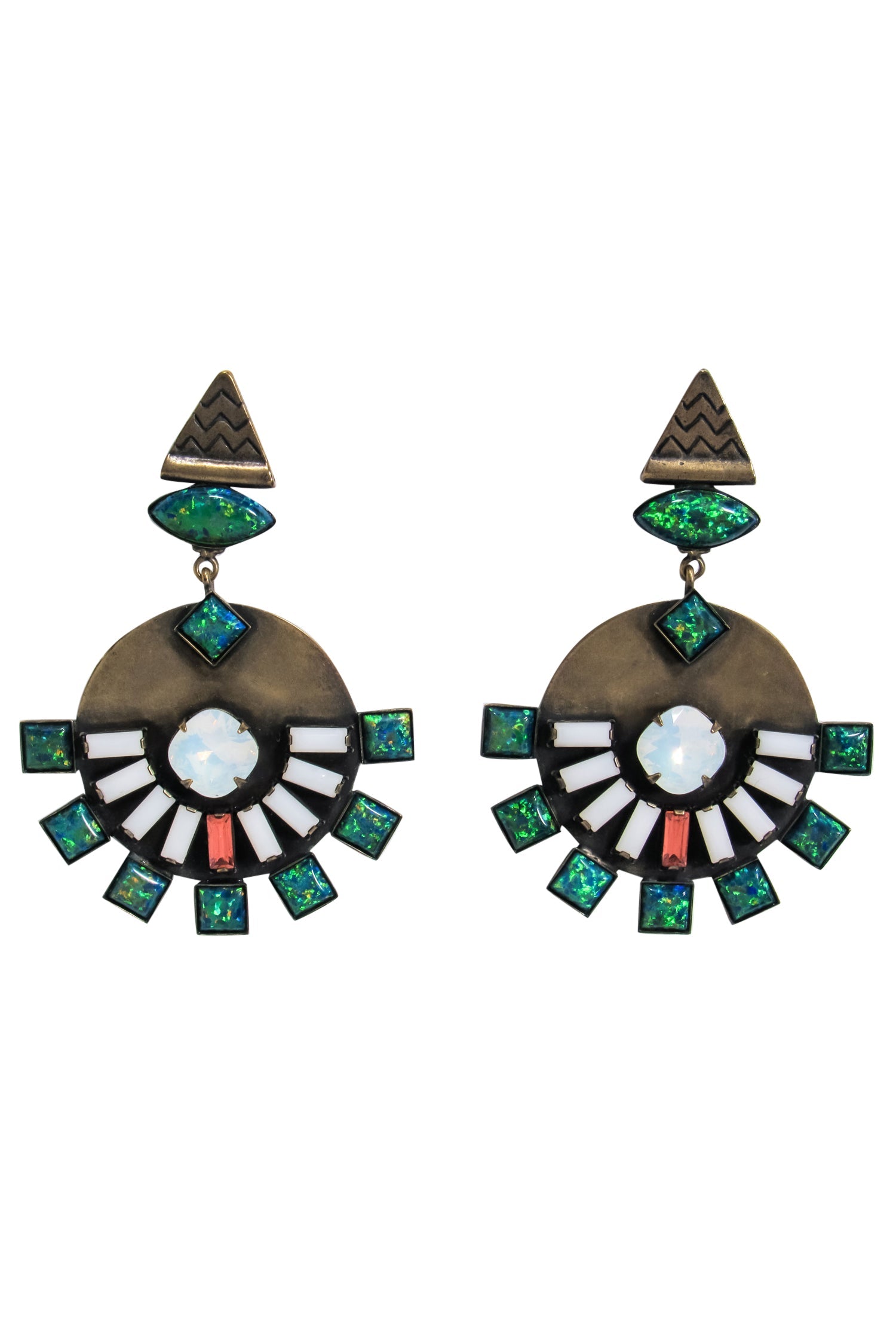 Lionette - Stunning Bronze Circle Earrings with Multicolored Gems