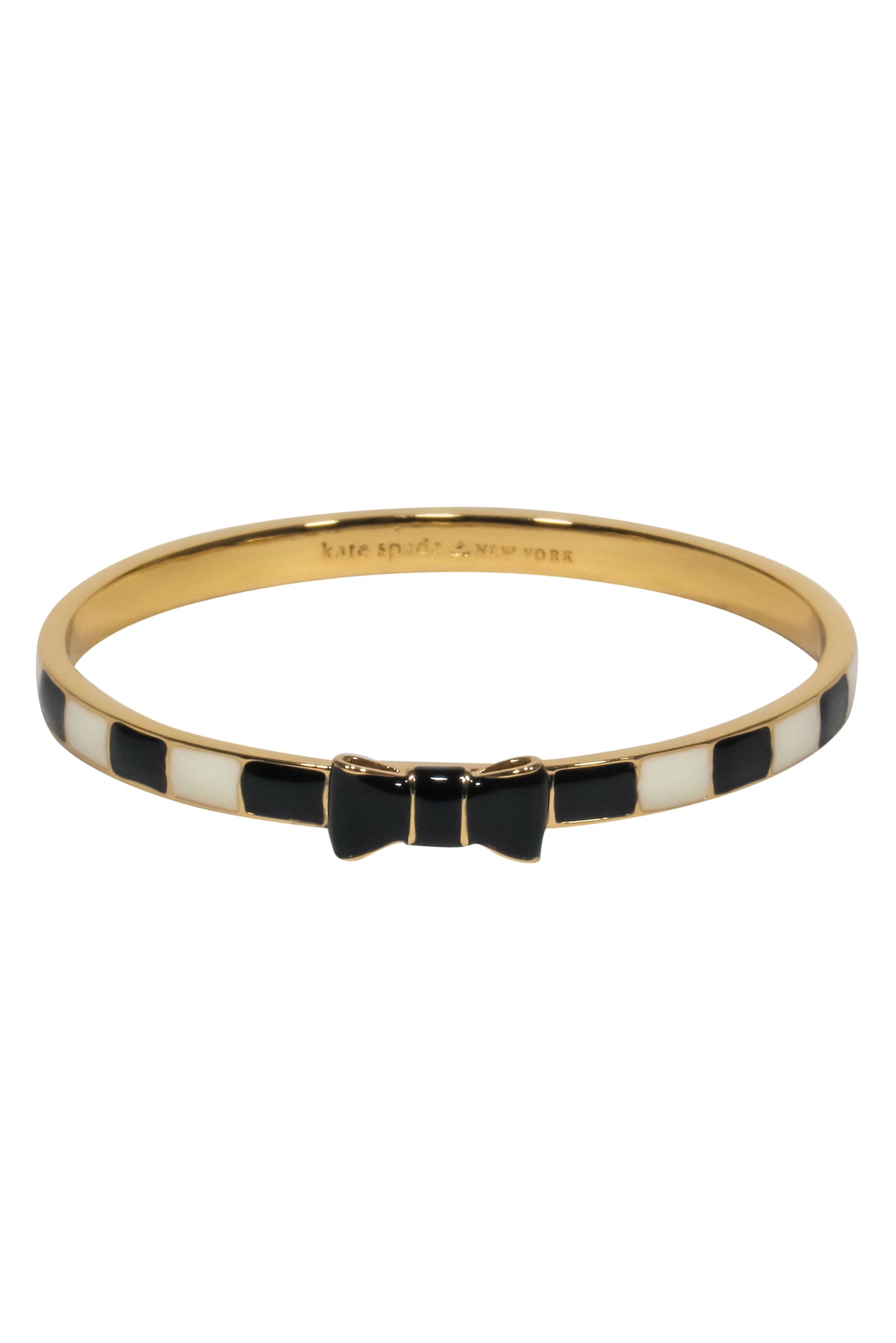 Kate Spade - Stunning Gold, Black & White Striped Bow Bangle