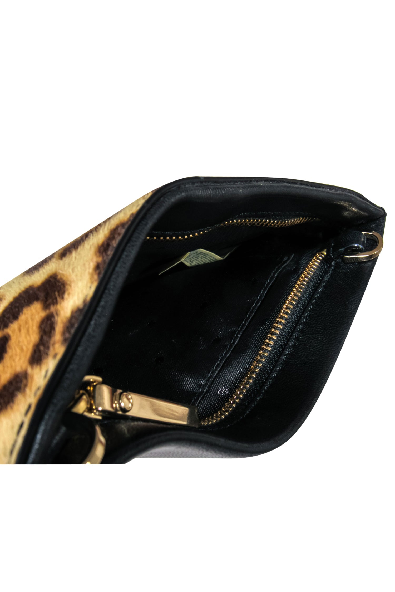 Kate Spade - Stunning Tan & Black Leopard Print Calf Hair Zippered Clutch with Floral Embroidery