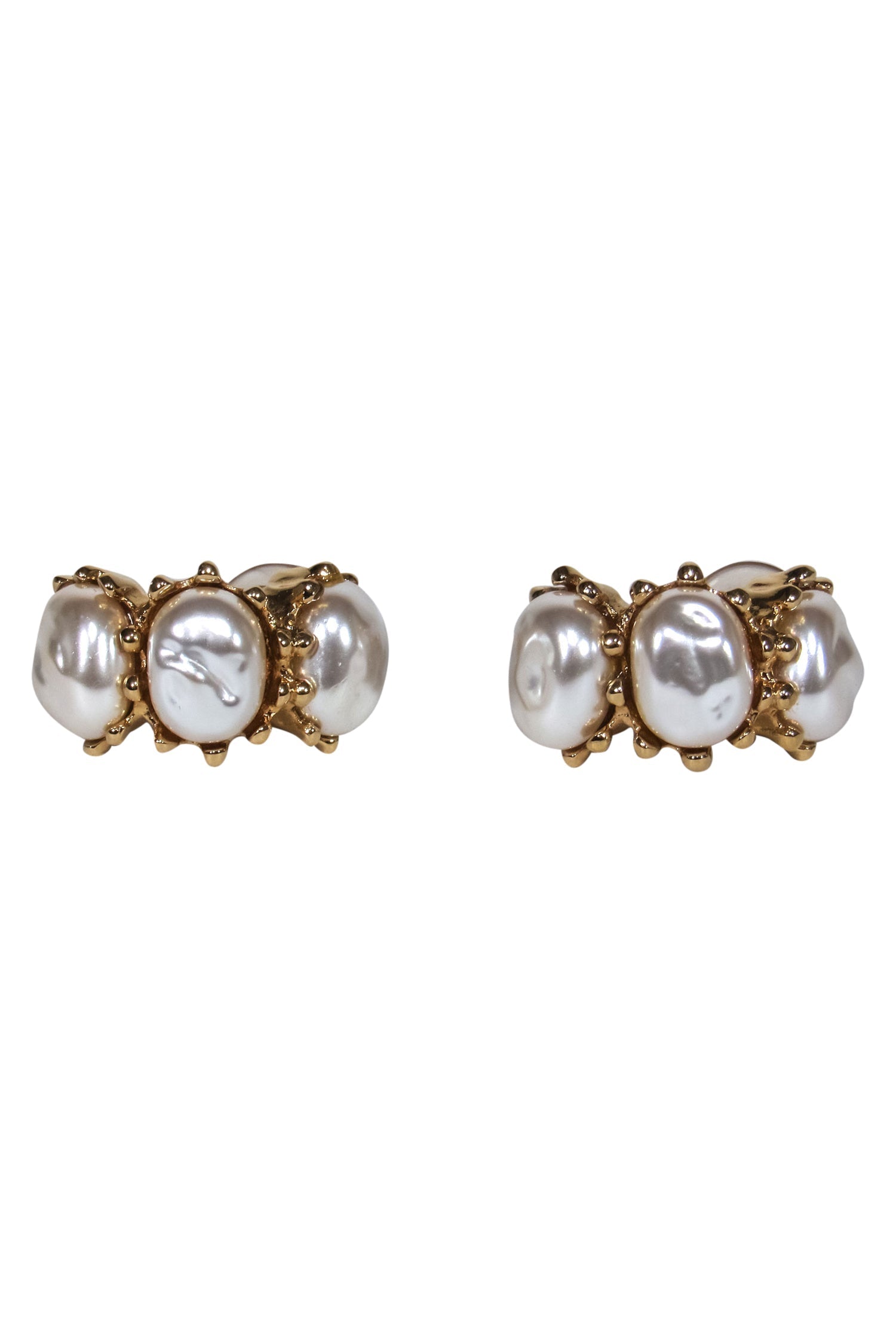 St. John's Enchanting Gold & Faux Pearl Clip-On Hoop Earrings