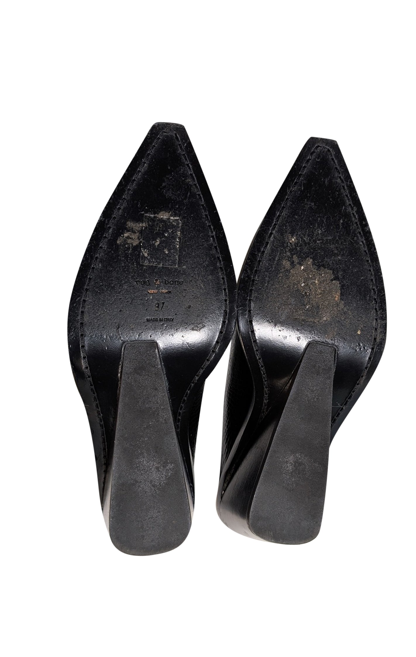 Rag & Bone - Stunning Black Croc Embossed Leather Mules Size 7