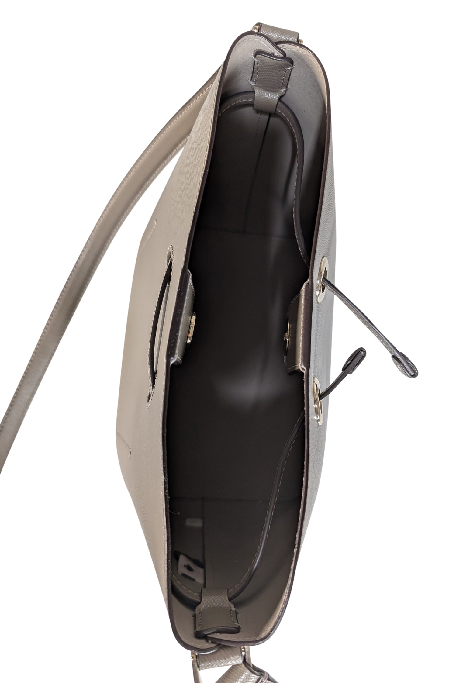 Kate Spade's Charming Grey Leather Bucket Bag