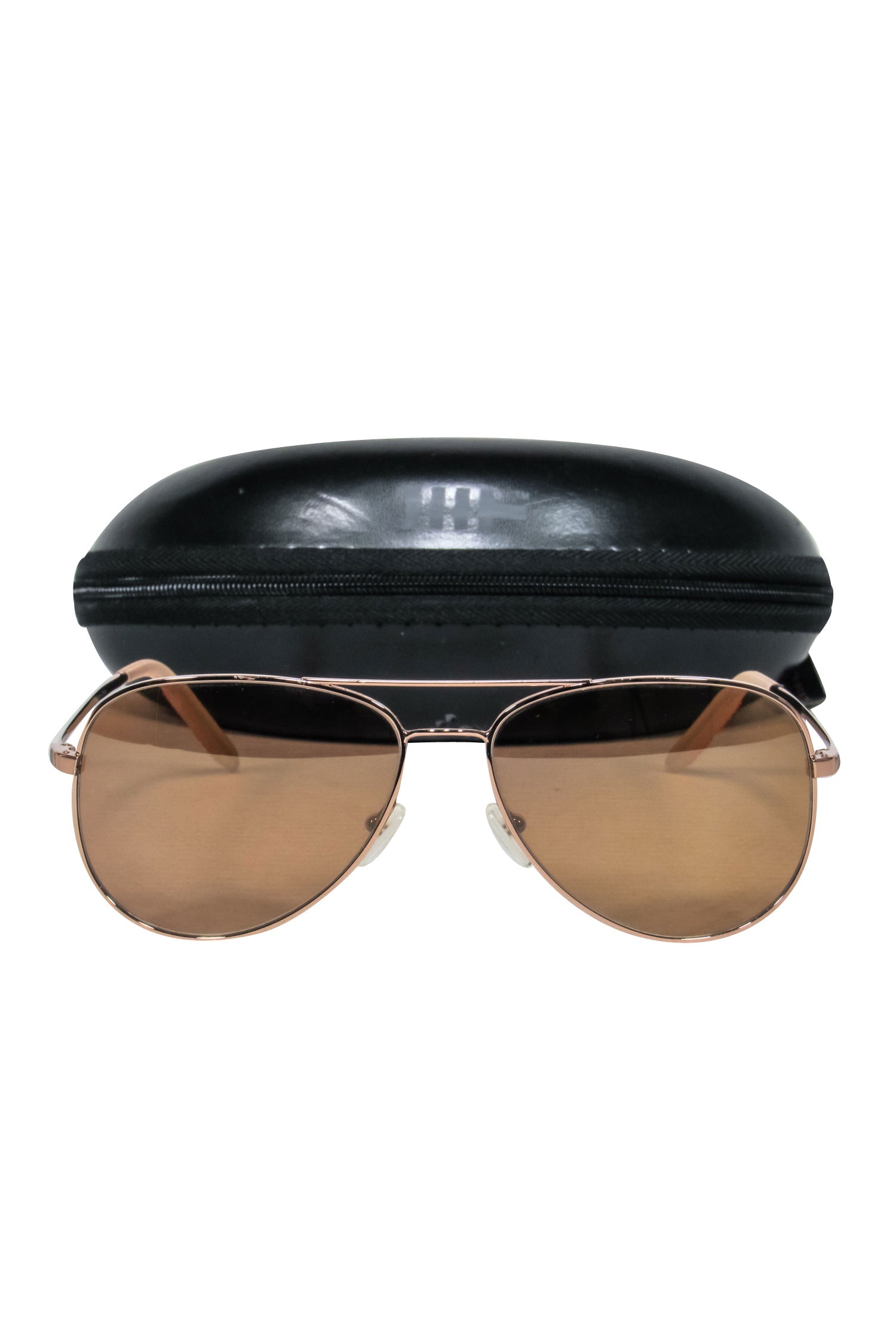 Mosley Tribes Rose Gold Aviator Sunglasses with Dark Brown Lenses