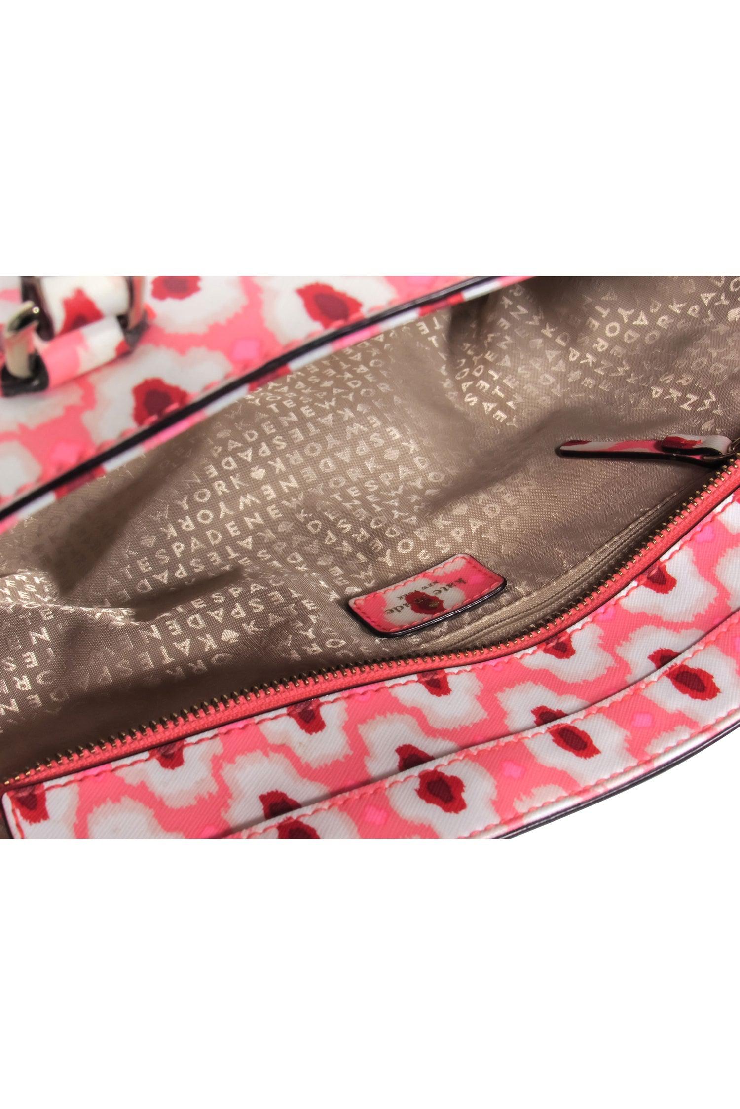Kate Spade's Stunning Pink & Red Ikat Print Tote Bag with Zipper Closure