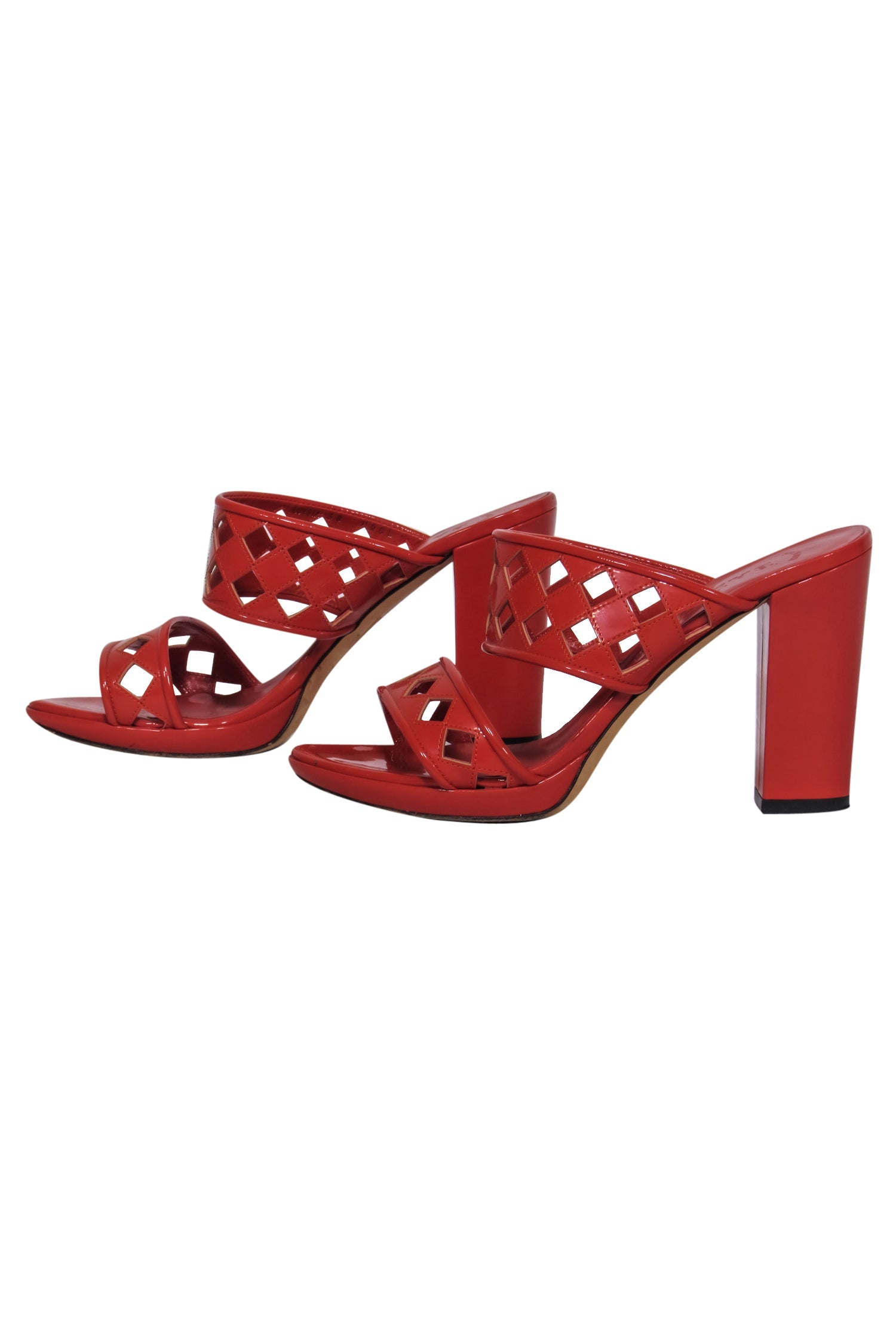 Bally's Stunning Deep Orange Patent Leather Cutout Sandals - Size 7.5!
