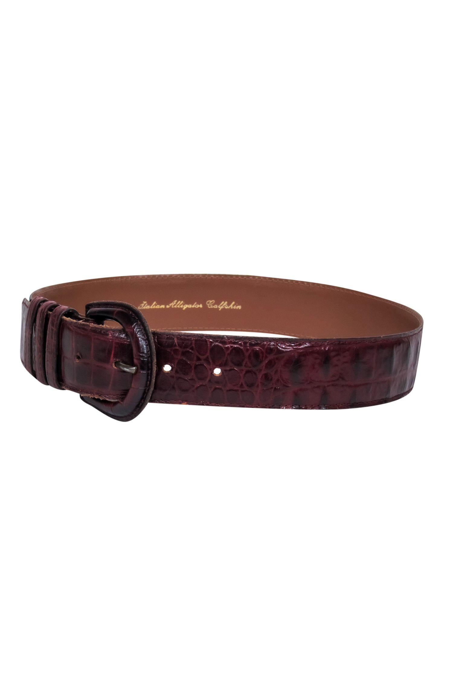 Exquisite Brown Italian Alligator Leather Belt - Size S