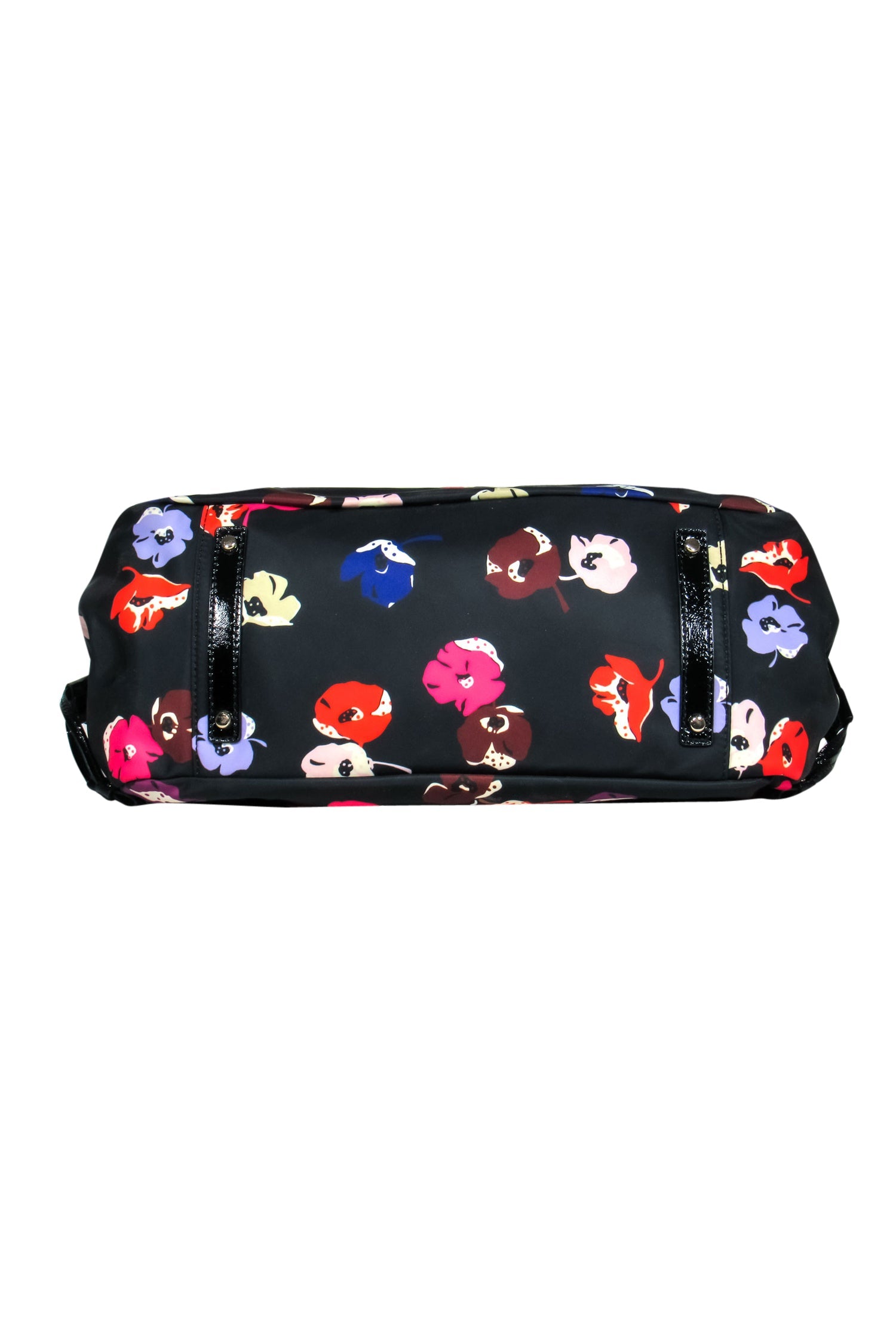 Kate Spade - Chic Black Floral Nylon Stevie Baby Tote Bag
