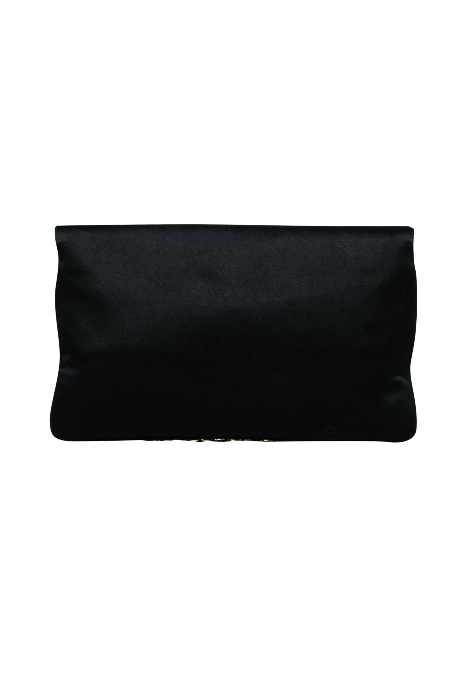 Rodo Black Satin Clutch: The Glamorous Party Essential with Gold Chain & Brooch