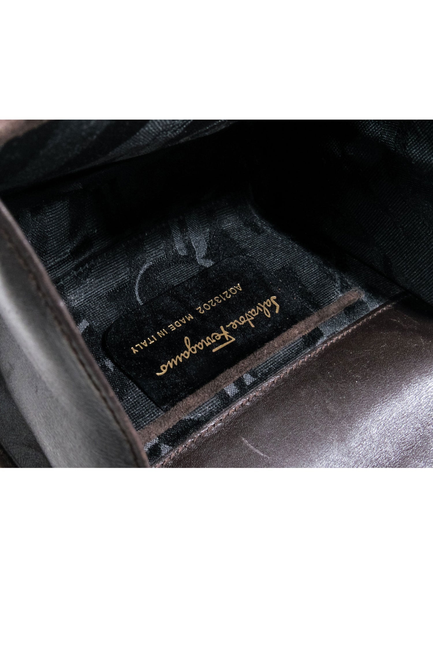 Ferragamo Brown Suede Mini Bag with Stunning Gold Chain Strap