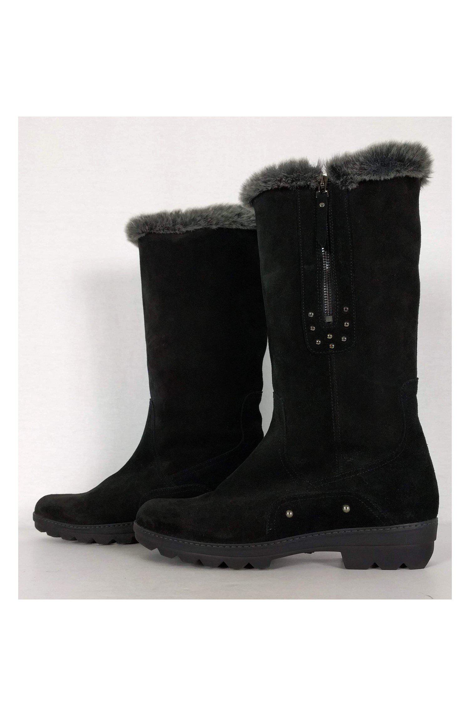 Aquatalia's Gorgeous Black Suede Faux Fur Boots - Size 9.5