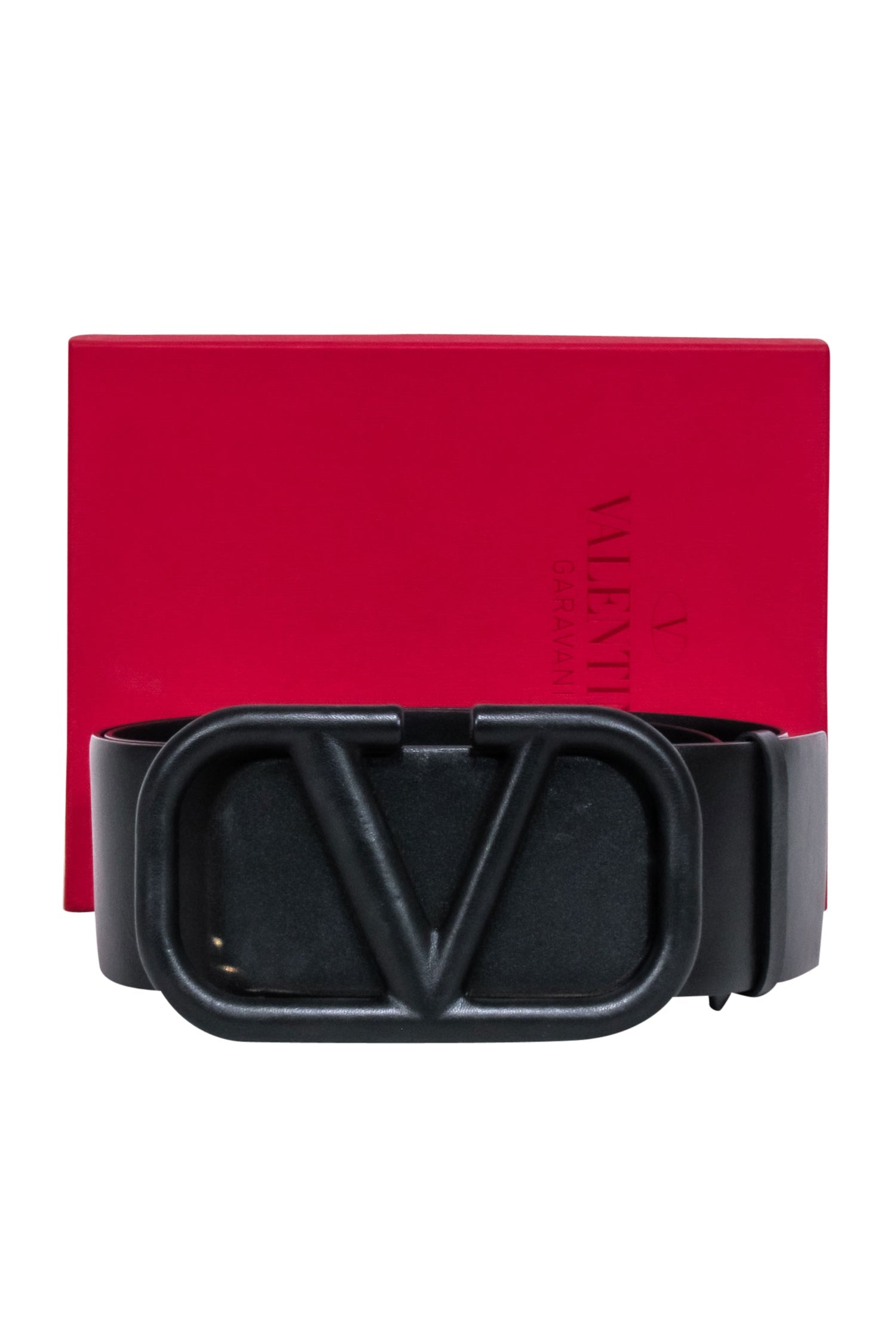 Valentino's Stunning Black VLogo Leather Thick Belt - Size S