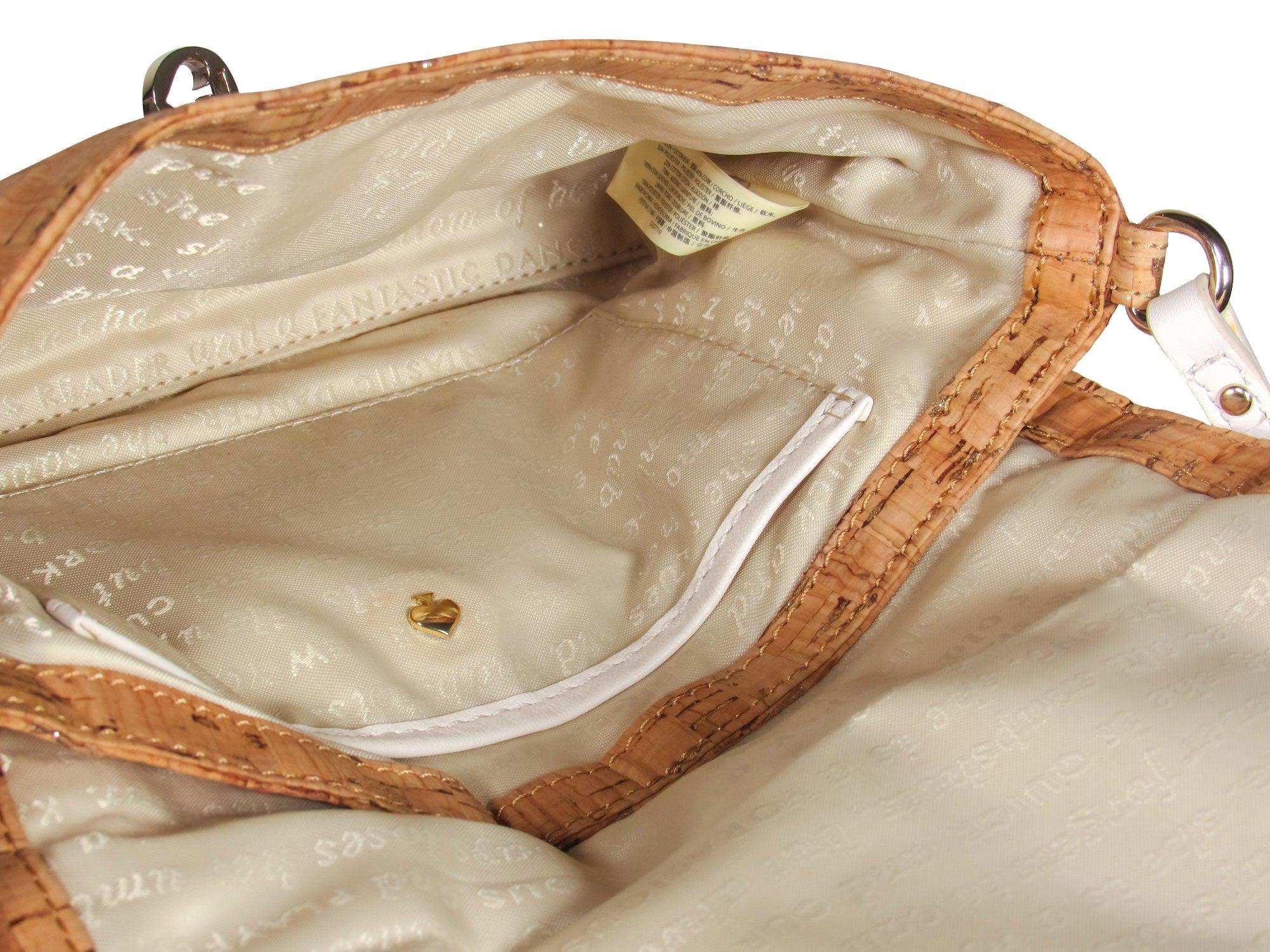 Kate Spade - Glamorous Beige Cork-Style Gold Metallic Fold-Over Crossbody Bag