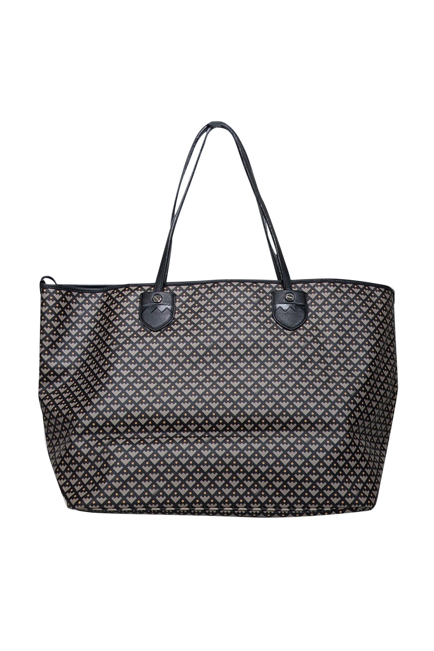 Bally - Stunning Black & Taupe Geo Print Tote Bag
