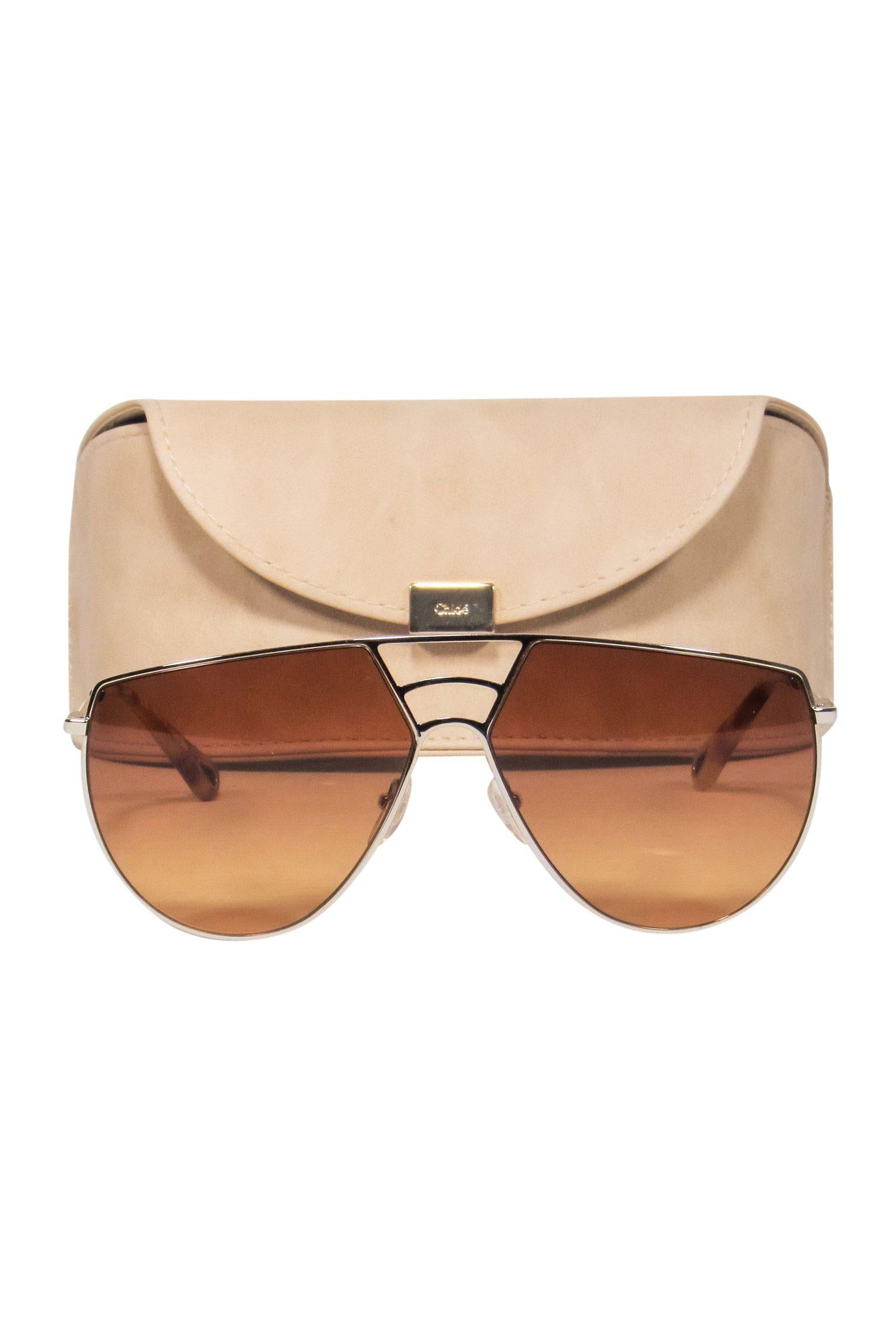 Chloe Gold Shield Sunglasses with Stylish Cutouts