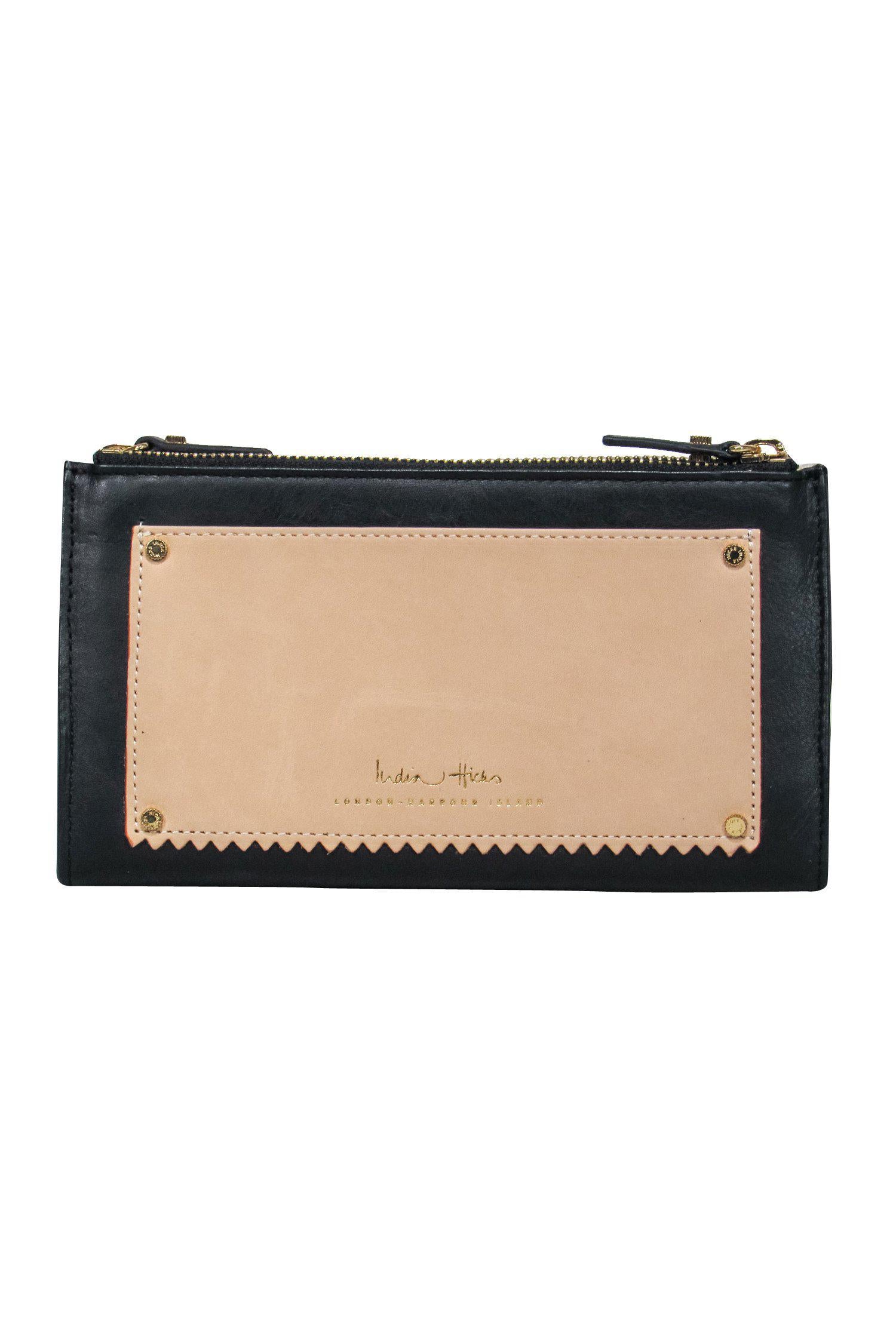 India Hicks - Stunning Black Smooth Leather Zip Wallet with Contrast Pocket