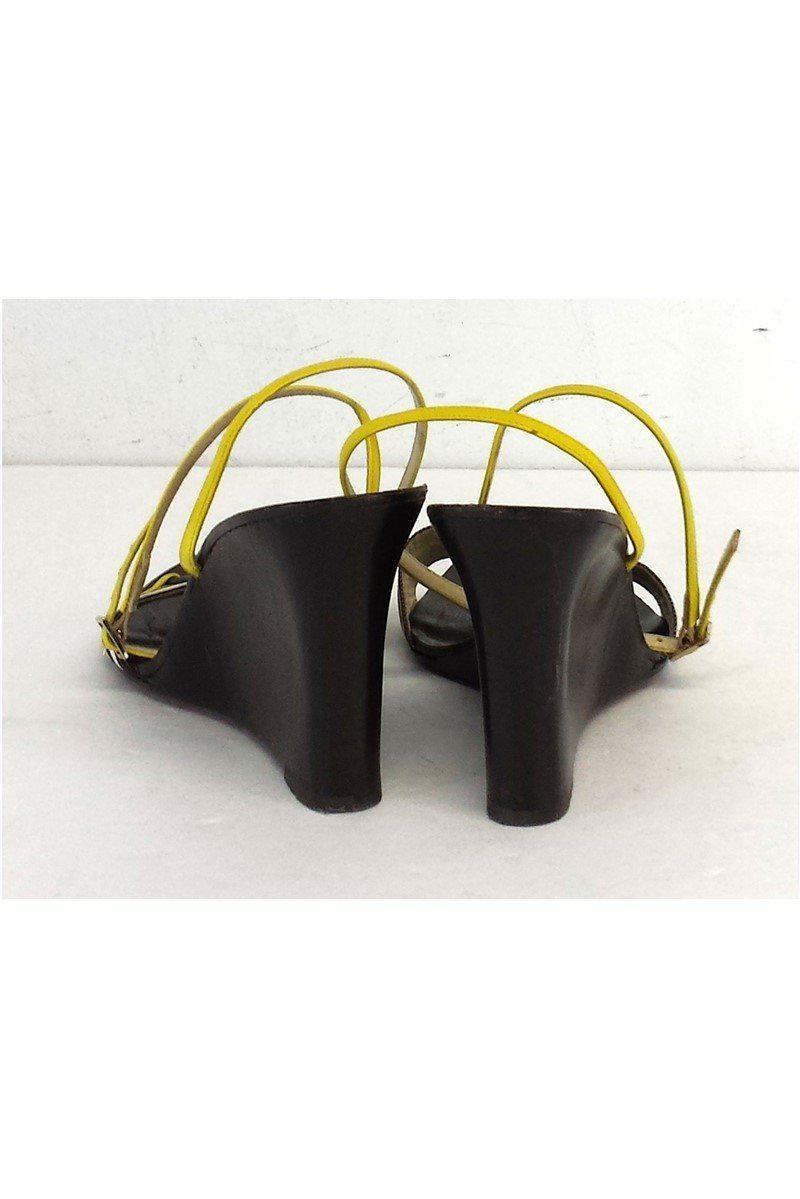Gorgeous Kate Spade Yellow & Brown Strappy Wedges in Size 7.5 - Grab Yours Now!