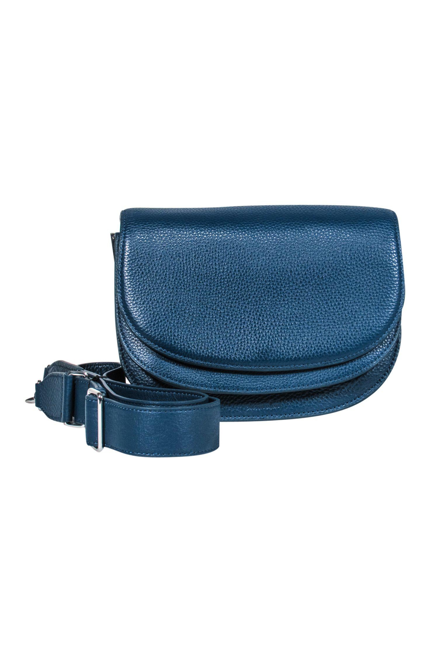 Steven Alan - Stunning Pebbled Teal Leather Crossbody Saddle Bag