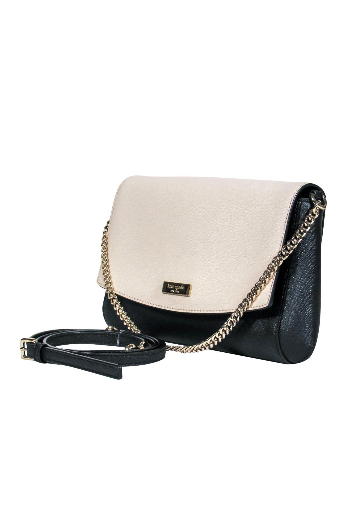 Kate Spade's Gorgeous Ivory & Black Textured Leather Convertible Shoulder Bag
