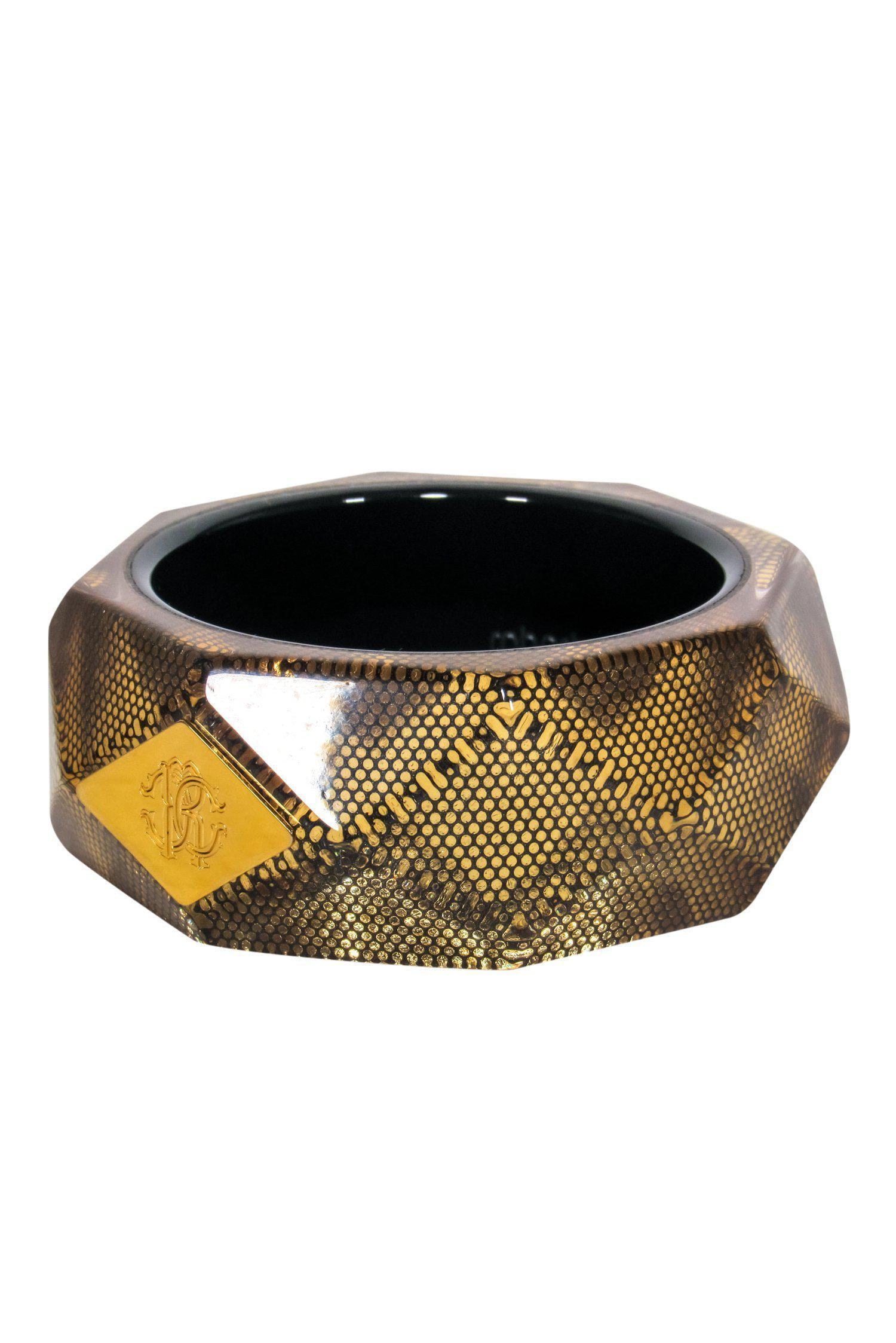 Roberto Cavalli's Glamorous Gold Hexagonal Chunky Bangle