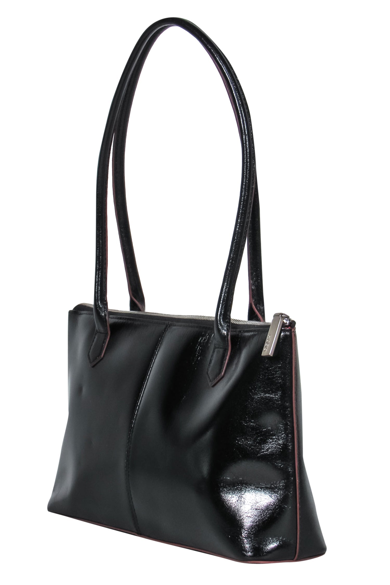 Hobo International - Stunning Black Shiny Leather Square Shoulder Bag