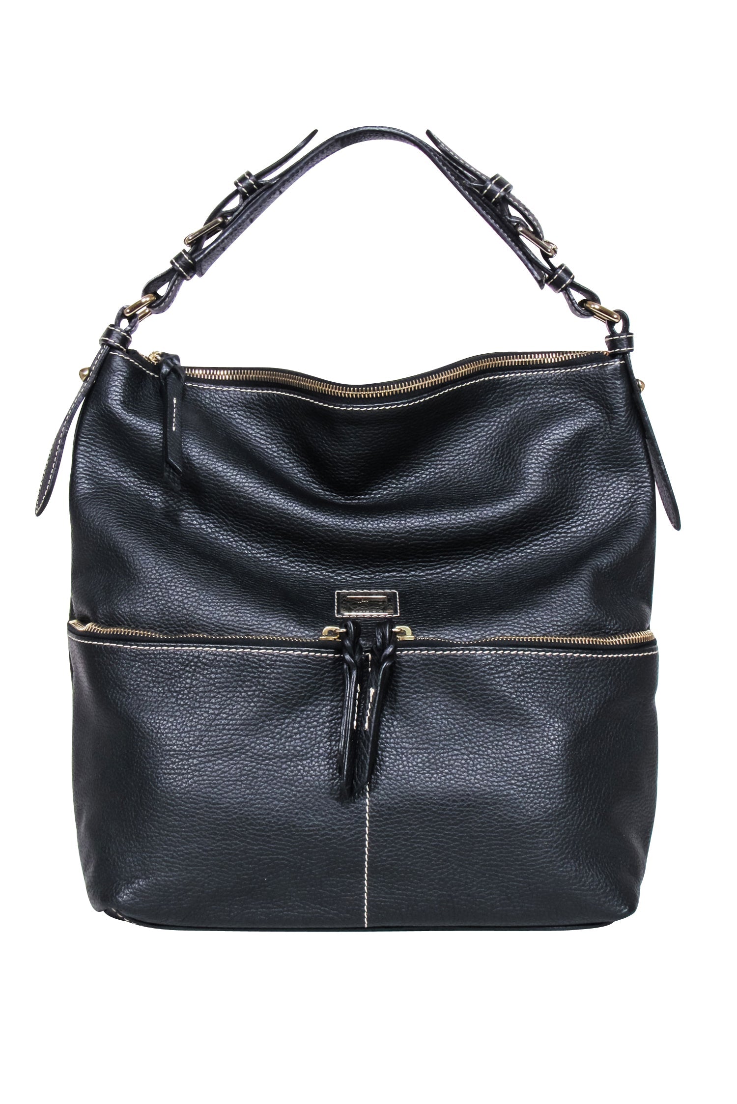 Dooney & Bourke's Stunning Black Pebbled Leather Large Shoulder Bag